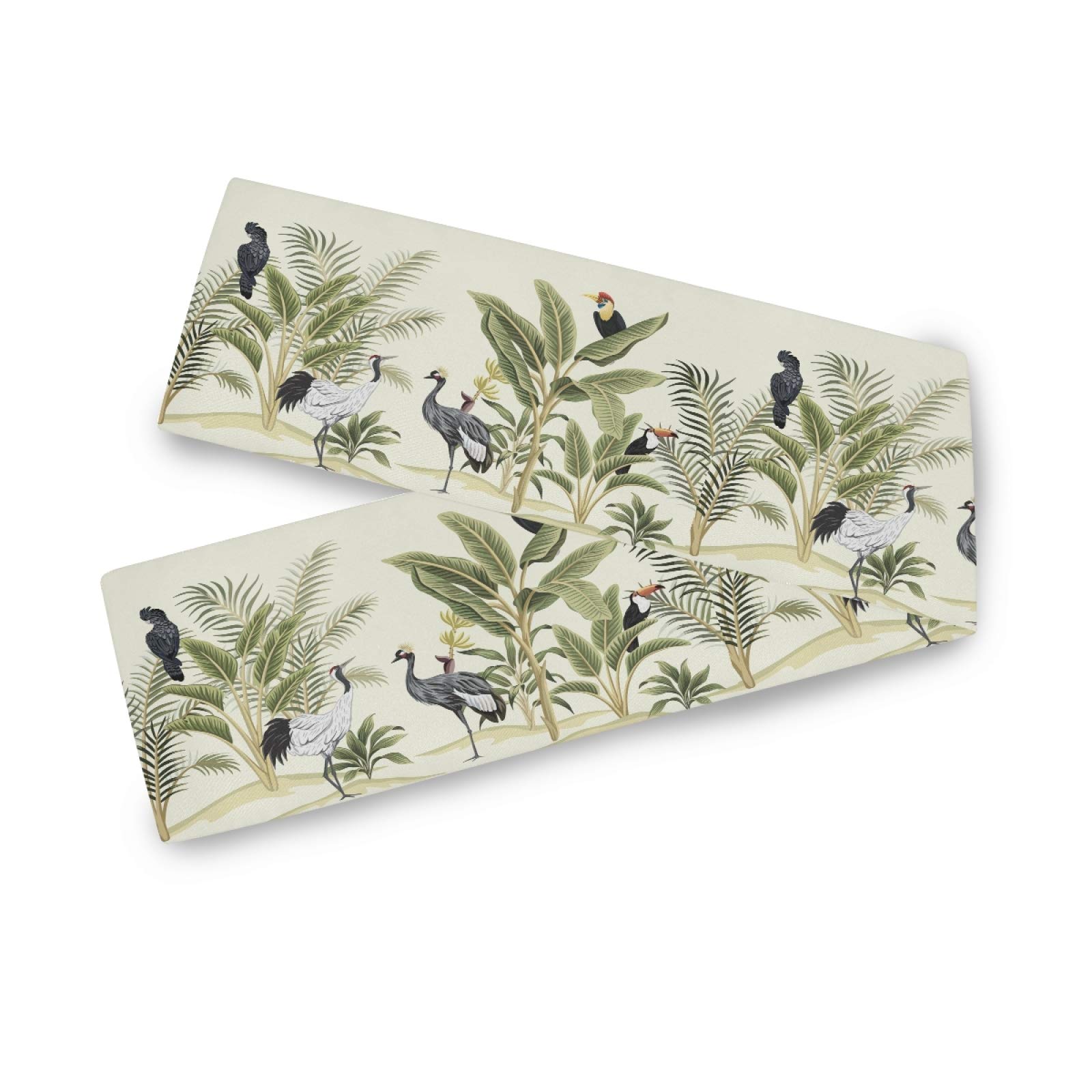 AUUXVA Luxury Table Runner - Elegant Bird Parrot Crane Toucan Design, Durable Dresser Scarf & Tabletop Cloth for Wedding, Dining Table, Holiday Party & Kitchen Decor (13x90 Inches) - Perfect for Home Decoration, Dinner Parties & Special Occasions