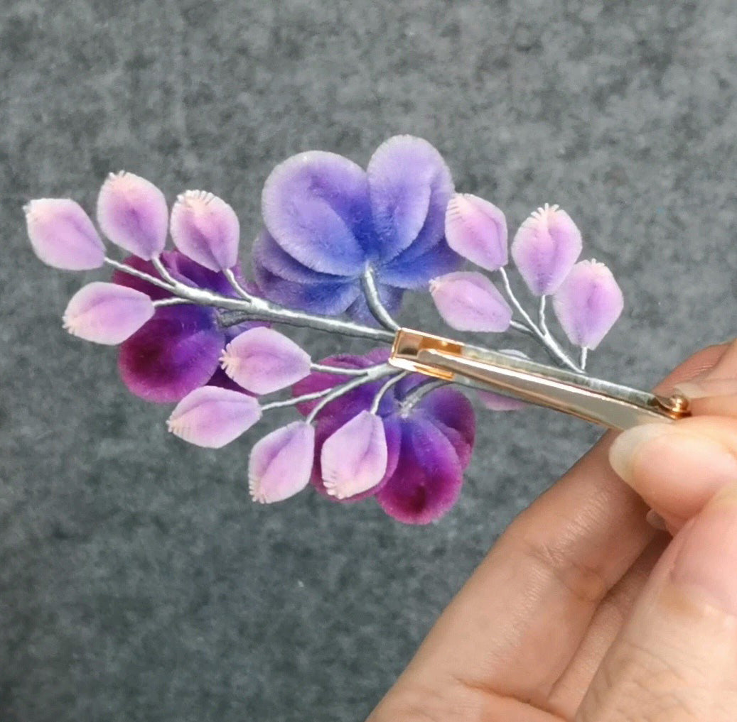 Elegant Silk Hairpin for Women - Handmade Floral Hair Clip (Ronghua) - Perfect for Weddings, Parties, and Special Occasions