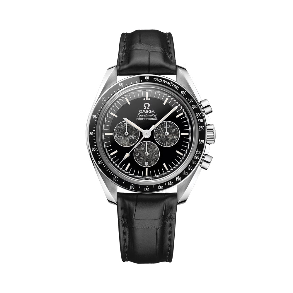 Omega Speedmaster Caliber 321 Platinum 42mm Men's Chronograph Watch with Black Leather Strap - Luxury Dress & Business Timepiece for Formal Occasions