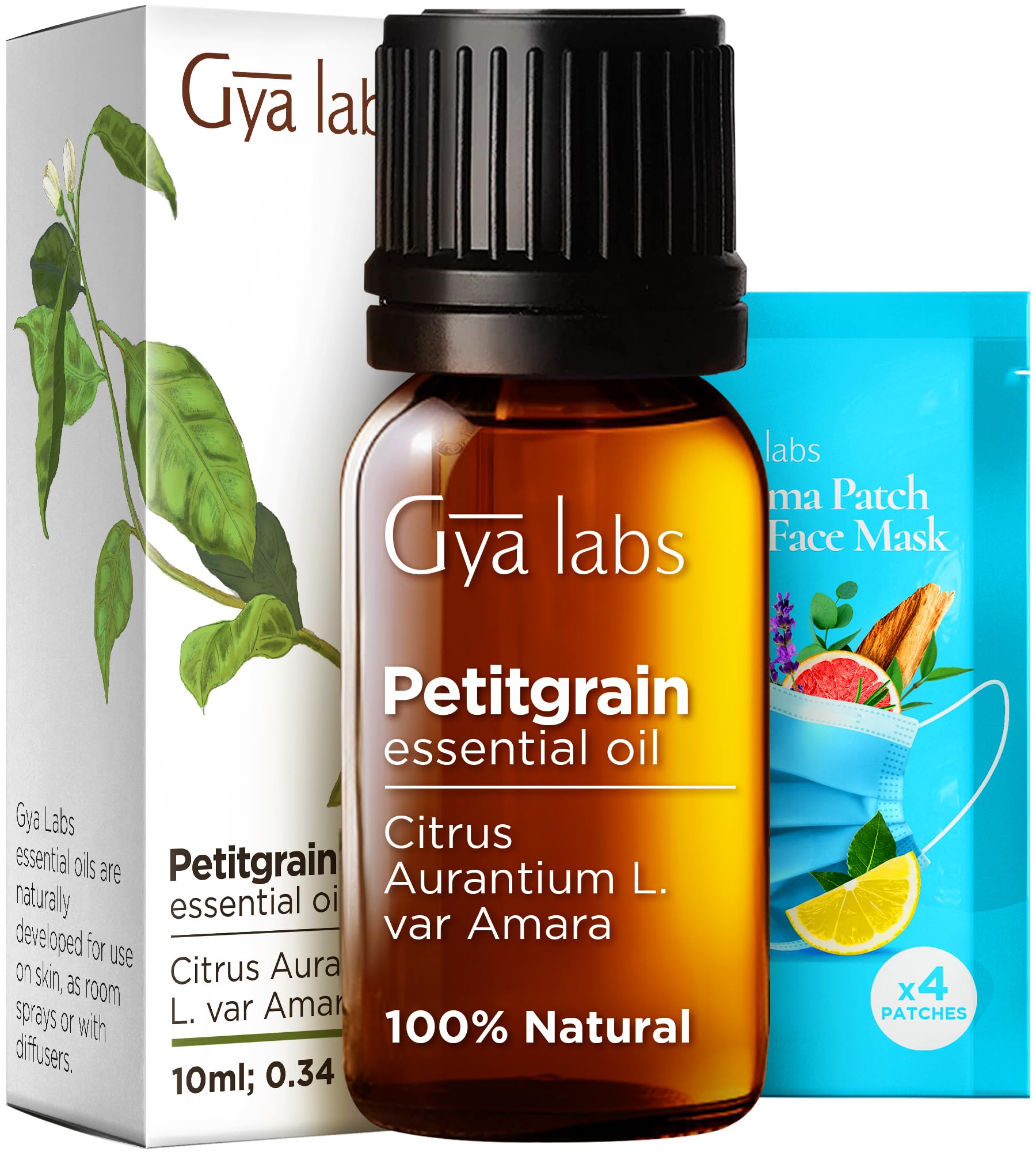 Gya Labs 100% Pure Petitgrain Essential Oil (0.34 Fl Oz) - Natural Aromatherapy Oil for Skin, Hair, Diffusers & Massage - Woodsy Floral Scent for Relaxation, Stress Relief & Candle Making - Perfect for Home Spa, Yoga & Meditation