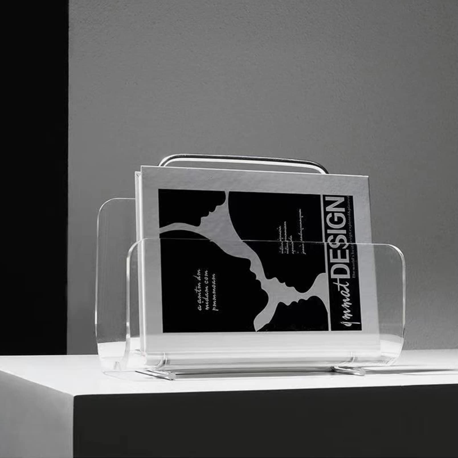 Clear Acrylic Magazine Holder & Book Organizer - Space-Saving Desk Rack for Magazines, Publications, Office, Reception & Waiting Room - Perfect Gift for Book Lovers & Home Office Decor