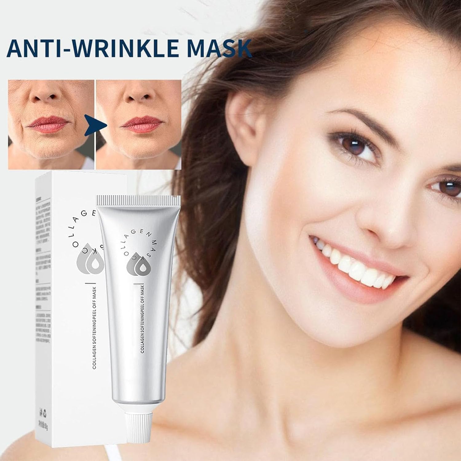 Korean Collagen Peel Off Mask - Anti-Aging, Firming & Moisturizing Facial Mask for Wrinkle Reduction & Skin Tightening | Deep Penetrating Collagen Treatment for Glowing Skin - Perfect for Nighttime Skincare Routine & Spa Days