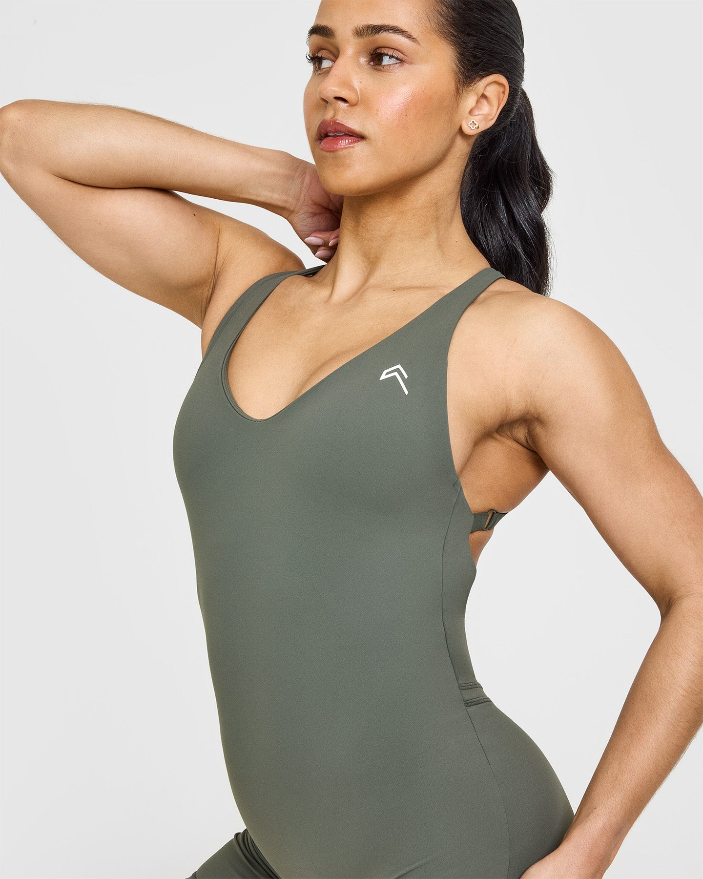 Unified Scoop Back All-in-One 6-Piece Set | Dark Khaki | Perfect for Yoga, Gym & Everyday Comfort Wear