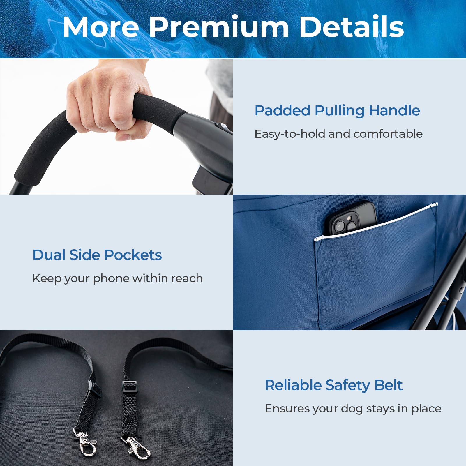 Giantex Double Dog Stroller for 2 Small Medium Dogs - Foldable Pet Stroller with Detachable Carriers, Safety Belt & 4 Lockable Wheels | Cat & Dog Travel Carrier | Perfect for Park Walks, Vet Visits & Shopping Trips (Blue)