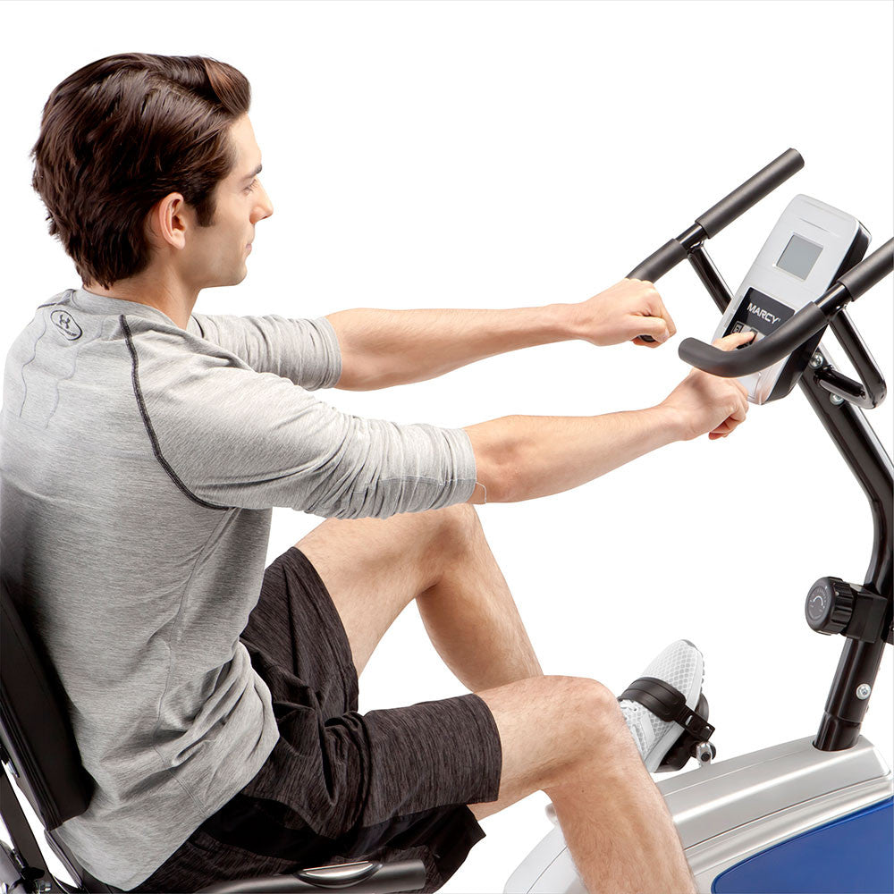 Marcy ME 1019R Magnetic Recumbent Exercise Bike for Home Gym - Low Impact Cardio Workout for Seniors & Physical Therapy - Compact Indoor Cycling Equipment for Small Spaces