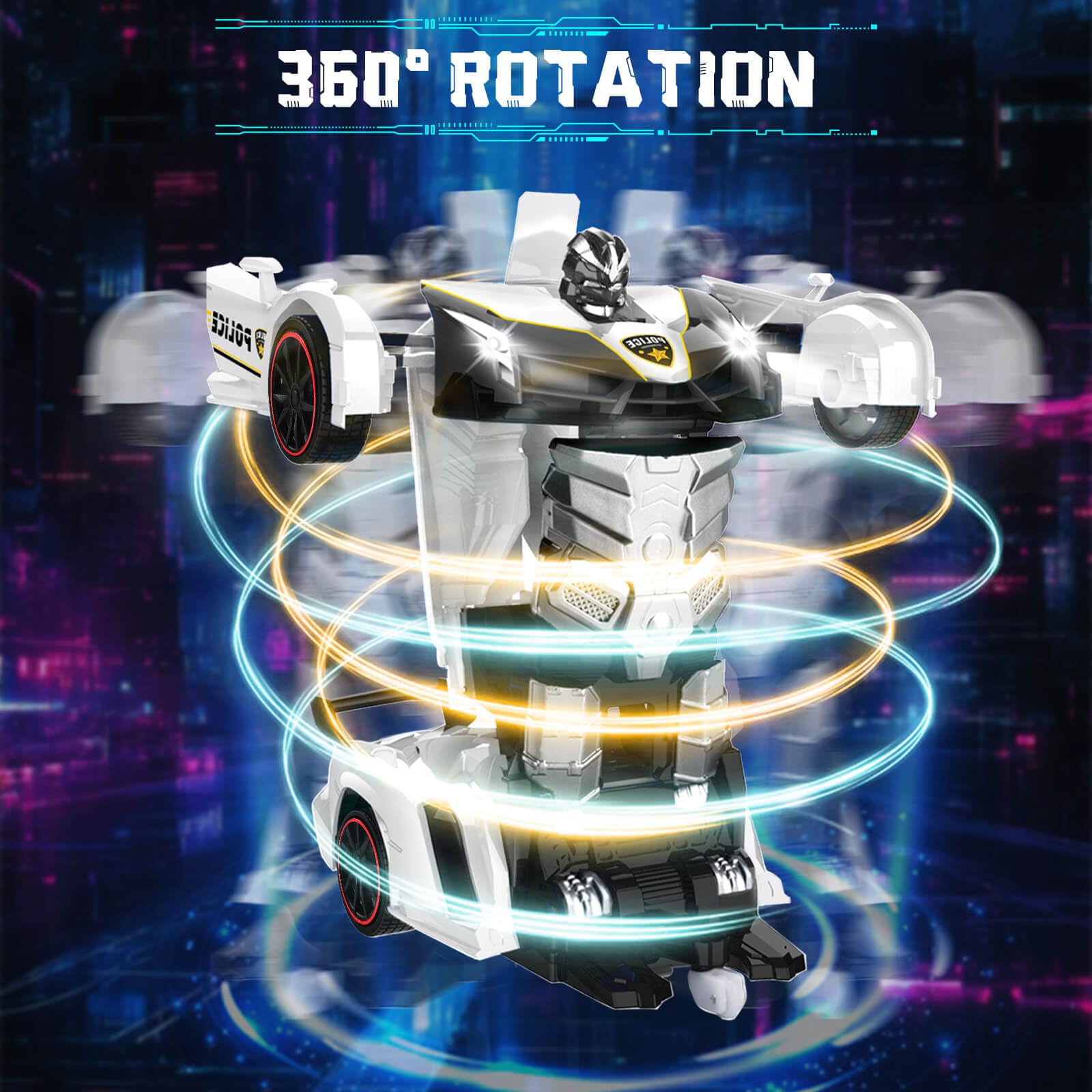 Dolanus Remote Control Police Car Toy - 2.4GHz RC Transforming Robot Vehicle for Kids Ages 3-12 | Birthday Gift for Boys & Girls | Indoor & Outdoor Play | Black