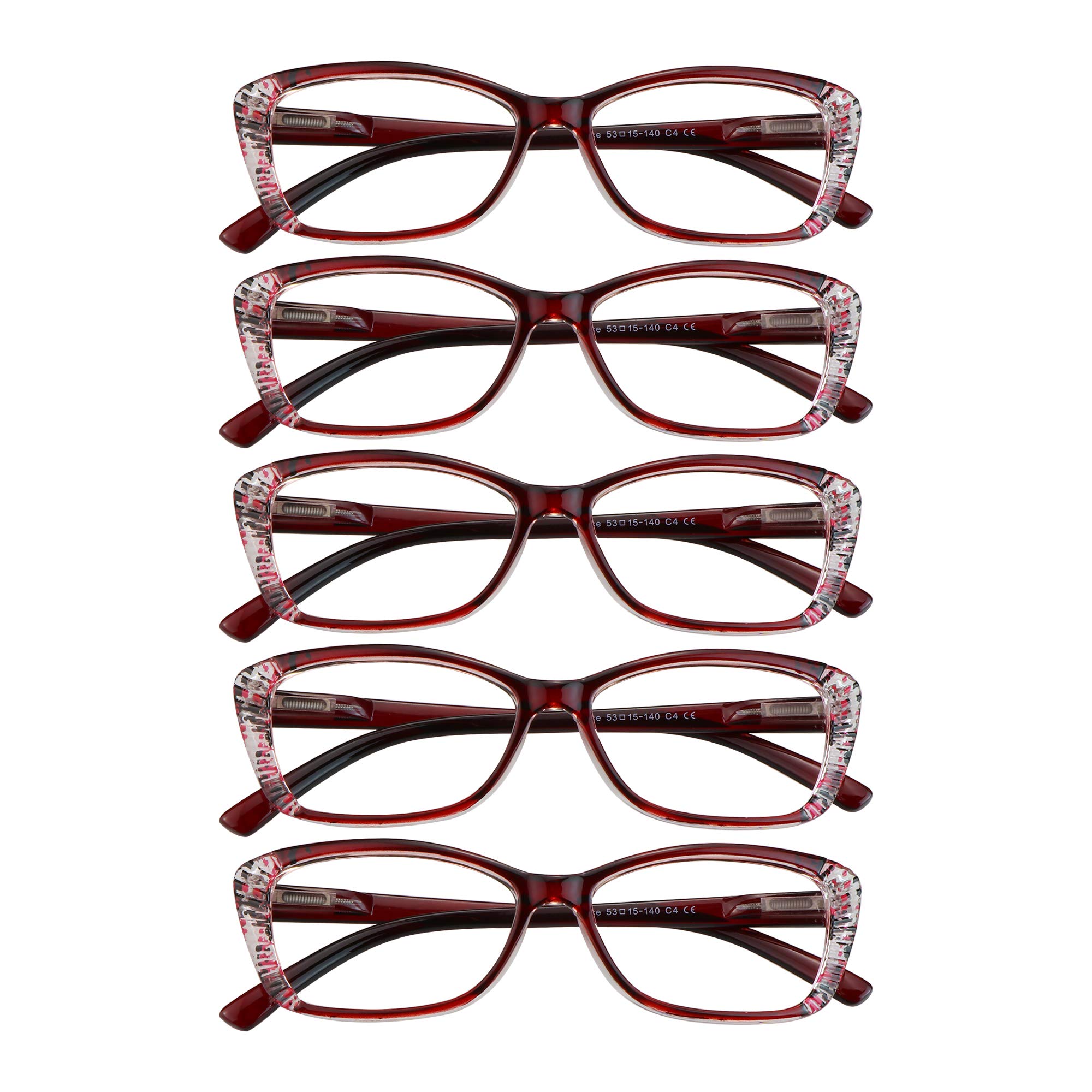VisionGlobal 5 Pairs Spring Hinge Reading Glasses - Blue Light Blocking for Women & Men | Computer & Office Use