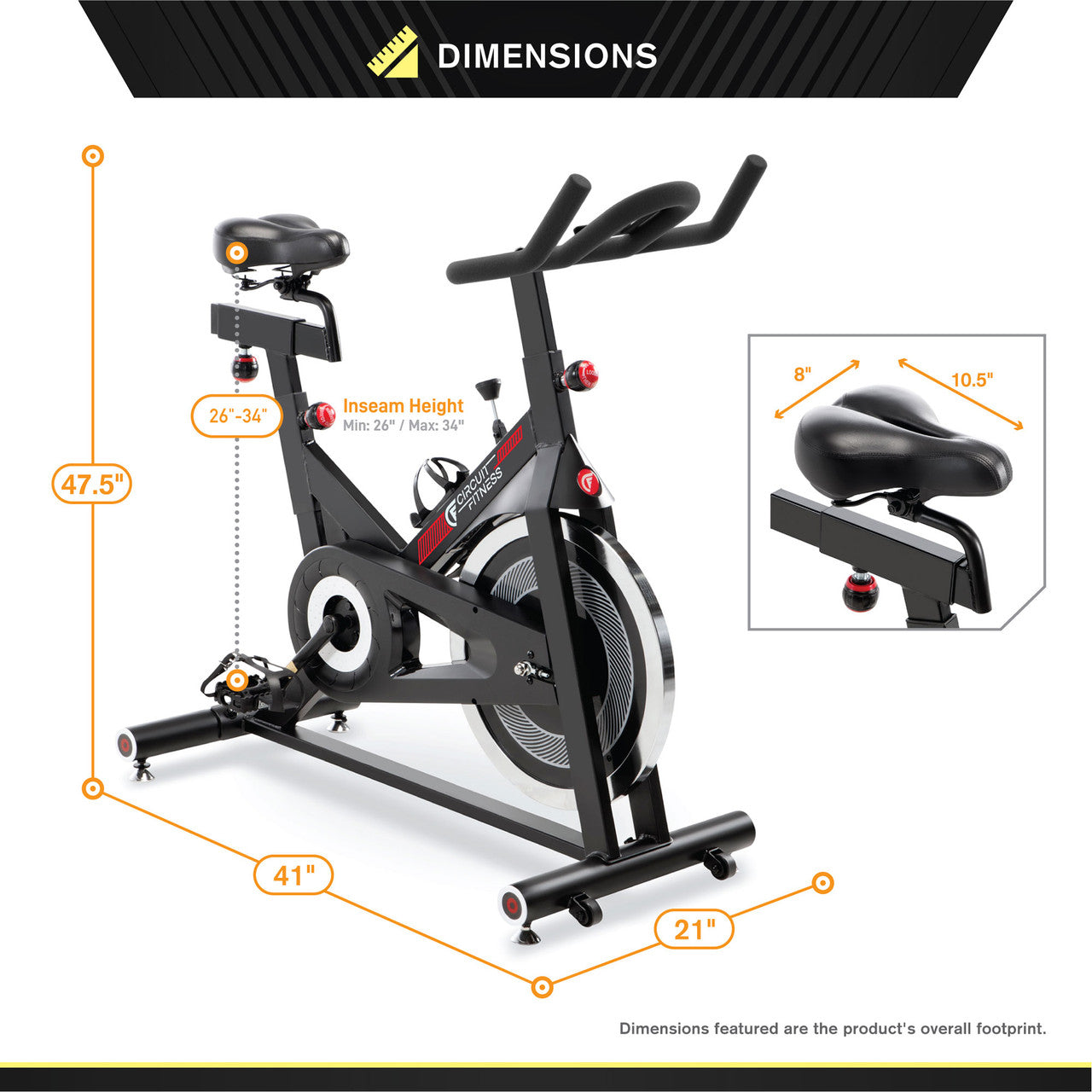 Circuit Fitness AMZ 948BK BT Indoor Cycling Bike - 30 lbs Flywheel, Bluetooth Connectivity, Adjustable Resistance | Perfect for Home Gym, Cardio Workouts & Spin Classes