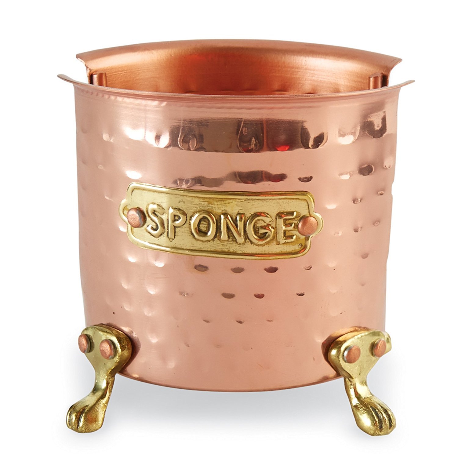 Mud Pie Kitchen Sponge Holder Caddy in Copper - Stylish Countertop Organizer for Sponges, Brushes & Cleaning Supplies | Perfect for Sink, Dishwashing & Kitchen Organization