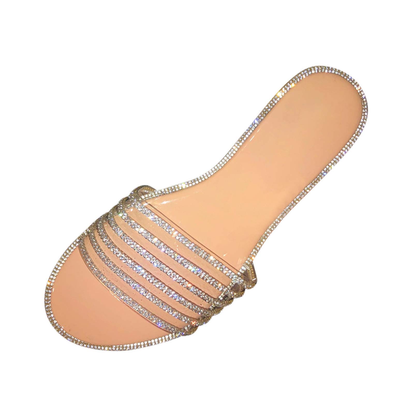 Women's Black Flats Shoes - Summer Casual Retro Slippers with Crystal Details - Comfortable Dress Sandals for Women | Perfect for Office, Beach, and Everyday Wear