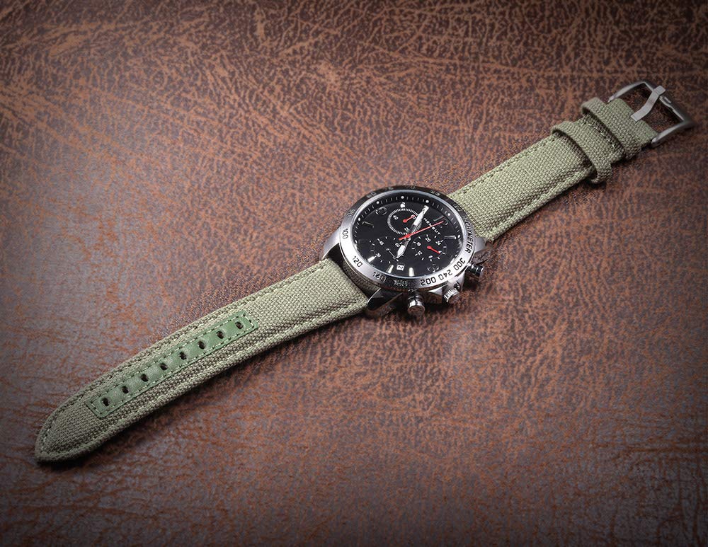 Hemsut Canvas Watch Bands for Men - 18mm Quick Release Military Watch Strap Replacement - Durable Fabric Watch Accessories for Outdoor, Casual & Everyday Wear