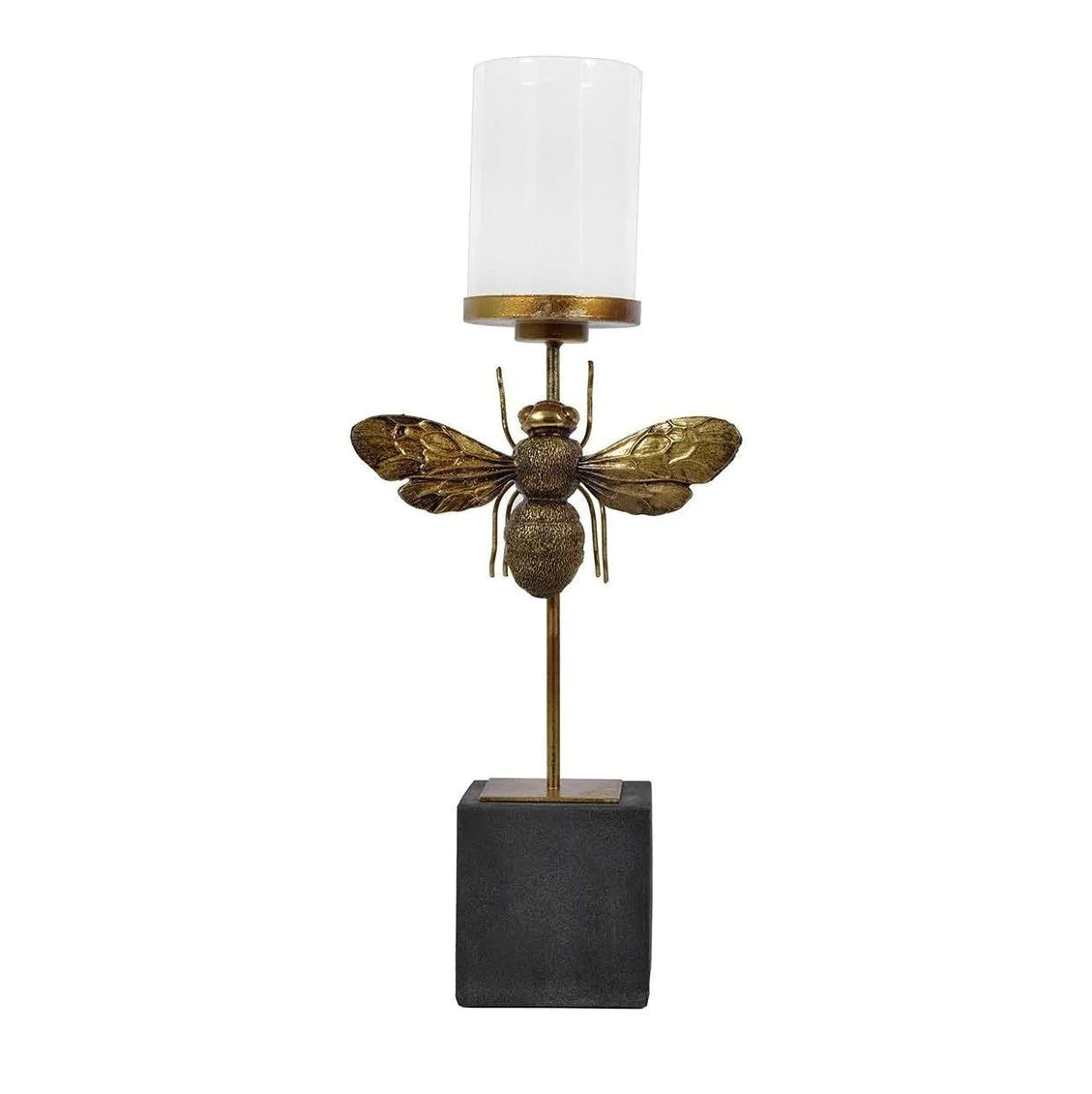 Bumble Bee Candle Holder - Antique Gold Finish Home Decor for Farmhouse, Rustic & Boho Style Rooms | Perfect for Living Room, Bedroom & Wedding Centerpieces
