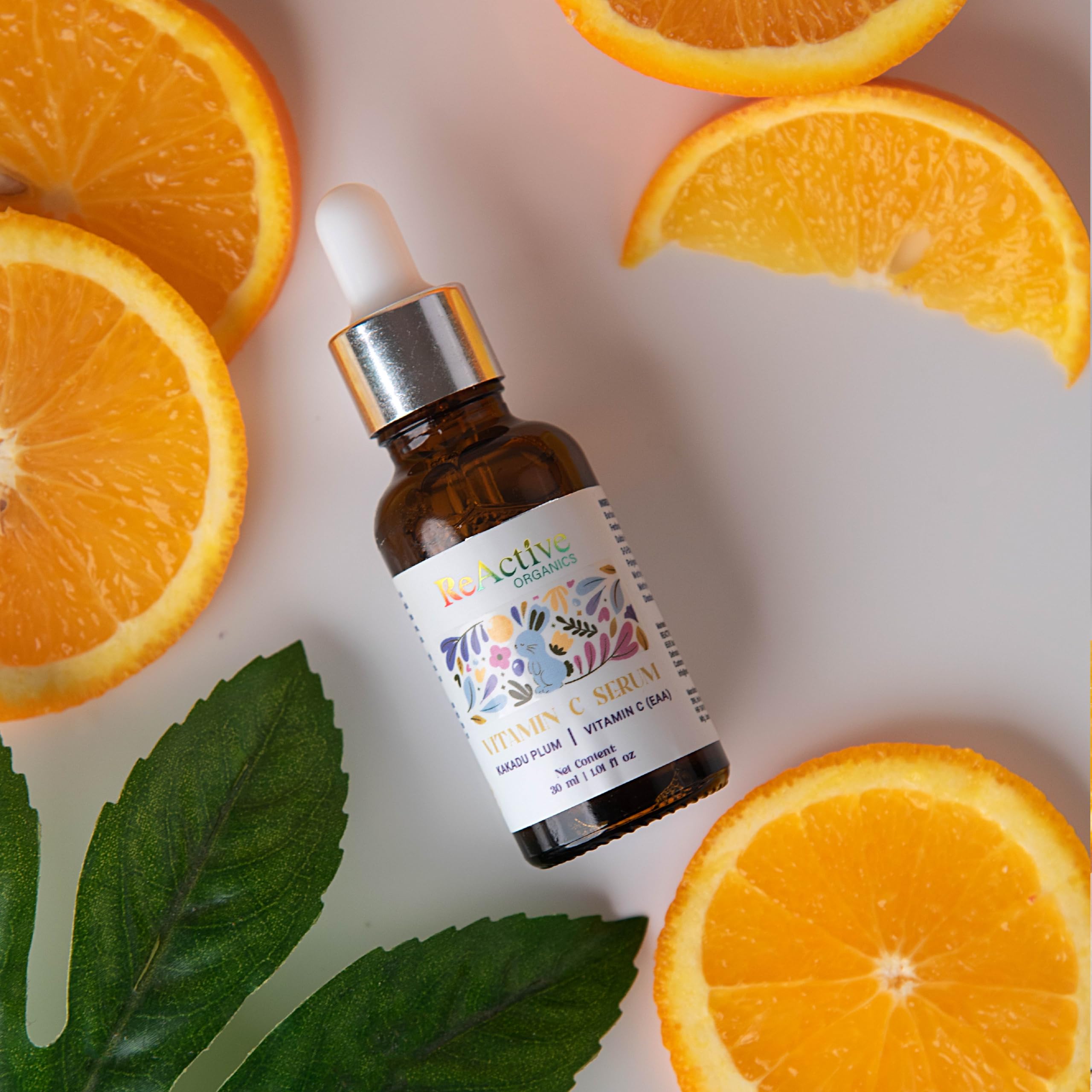 ReActive Organics Vitamin C Serum with Kakadu Plum & EAA - Anti-Aging Face Serum for Radiant Skin, 30ml | Brightening & Hydrating Facial Treatment for Day & Night Use