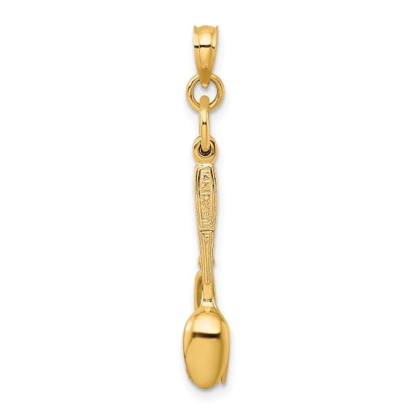 14K Solid Yellow Gold Knife Fork Spoon Necklace - Elegant Dangling Pendant Charm for Women - Perfect for Dining Out, Date Nights, and Unique Gift Giving