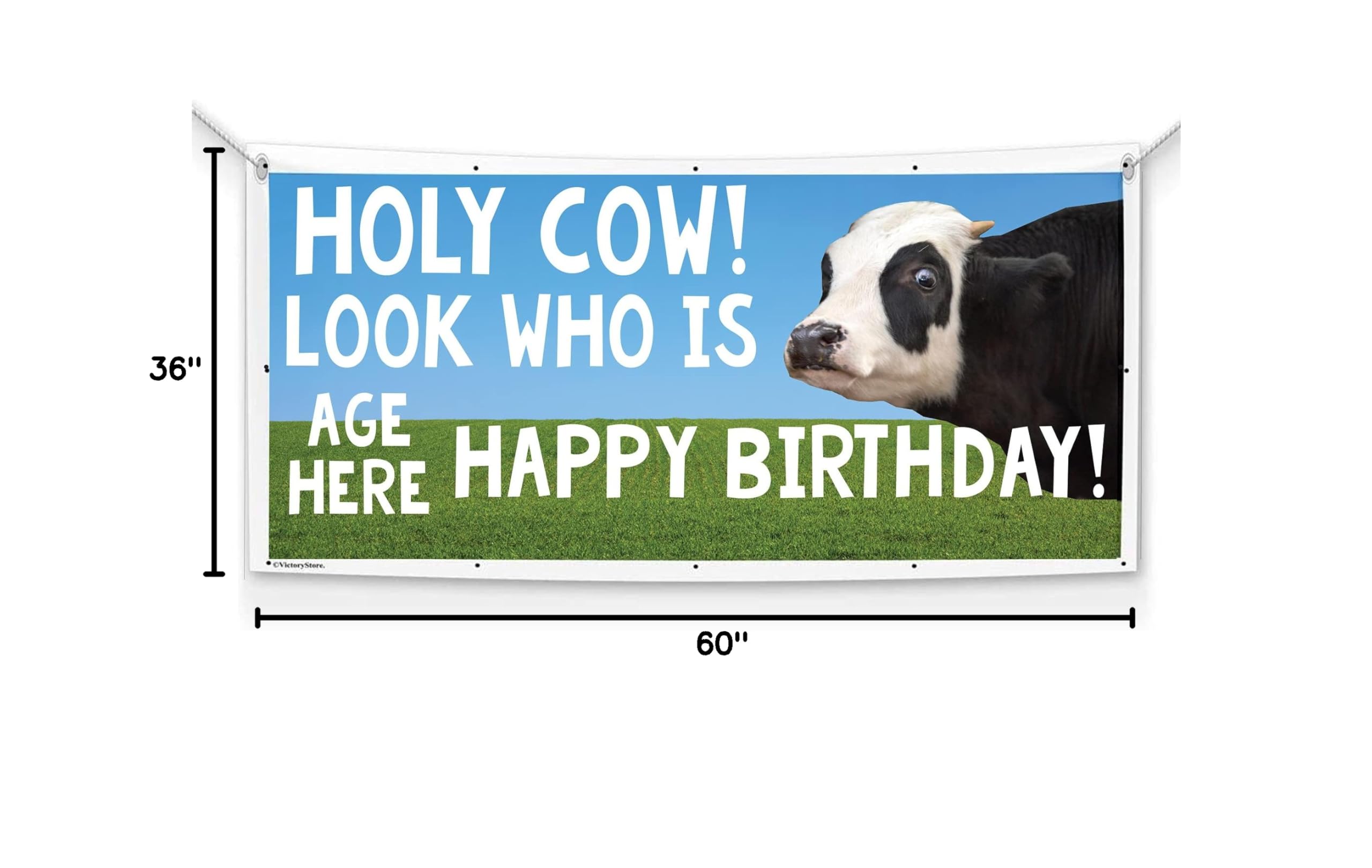 Custom Age Holy Cow Birthday Banner - Personalized 3ft x 5ft Vinyl Party Decoration for Cowboy & Farm Themed Celebrations - Perfect for Western Birthday Parties, Baby Showers & Ranch Events