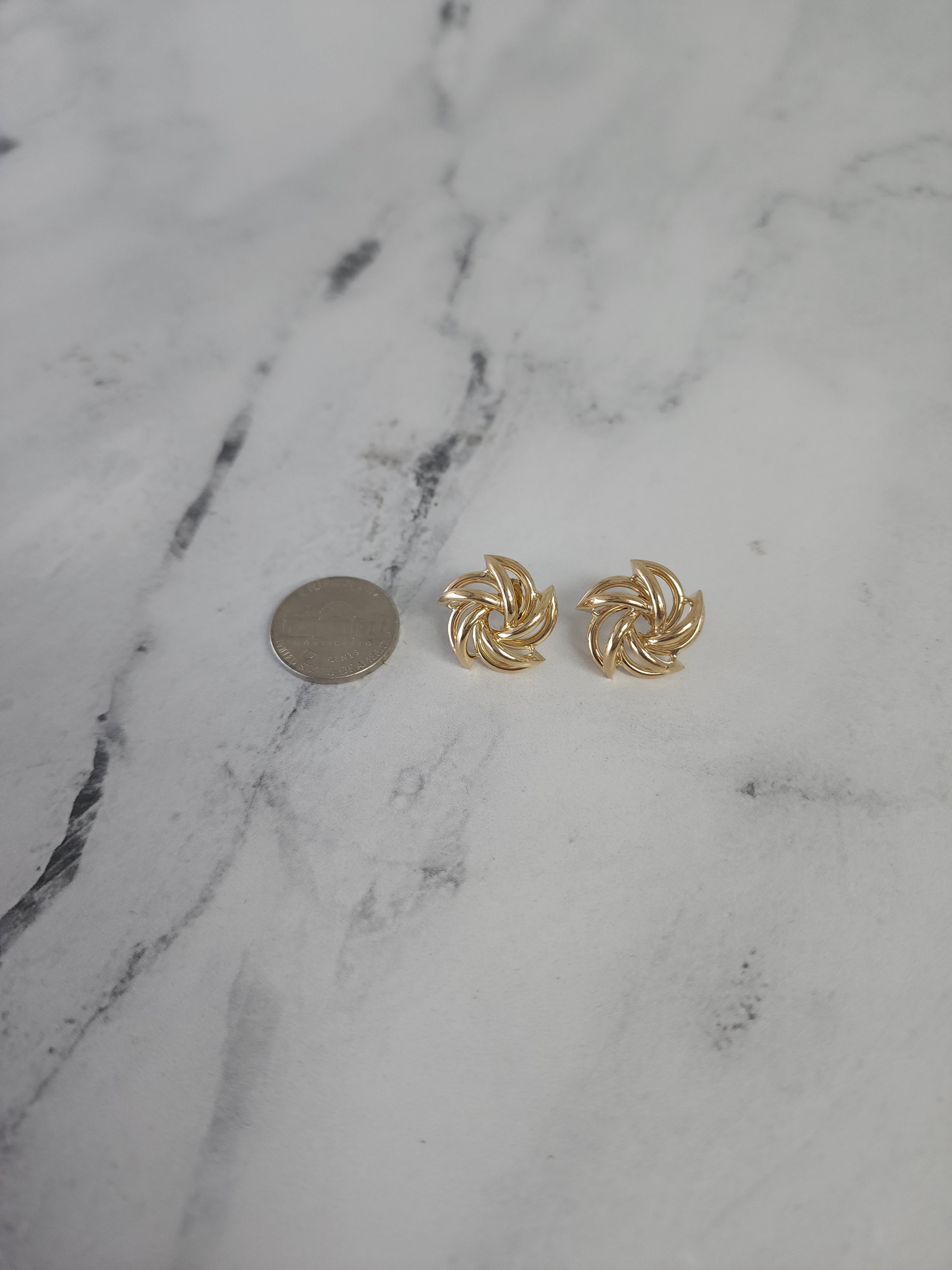 14K Yellow Gold Spiral Twist Stud Earrings for Women – Elegant & Hypoallergenic Jewelry for Everyday Wear, Parties & Gifts
