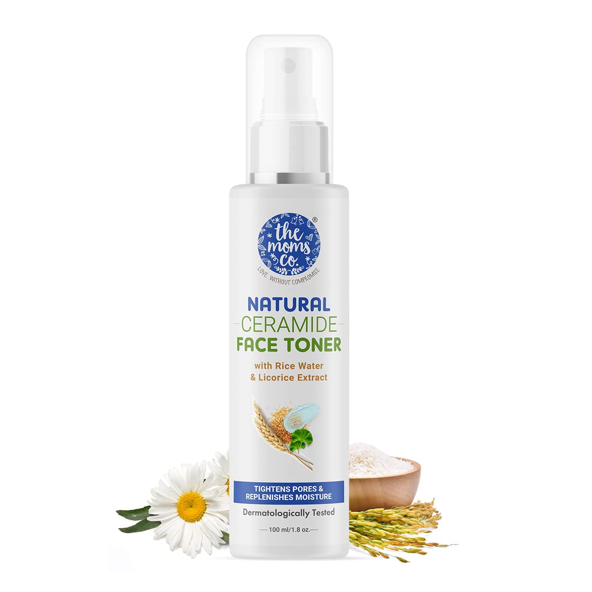 The Moms Co Natural Ceramide Face Toner 100ml & Natural Vitamin C Face Wash 80ml - Hydrating Skincare Set for Glowing Skin | Daily Cleansing & Moisturizing Routine | Perfect for Sensitive & Dry Skin Types
