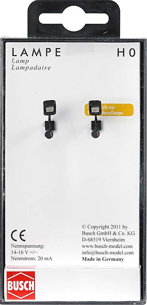 Busch 4132 HO Scale Rectangular Wall Lamps - 2 Pack for Model Train Lighting | Perfect for Dioramas, Railroad Scenes & Architectural Models
