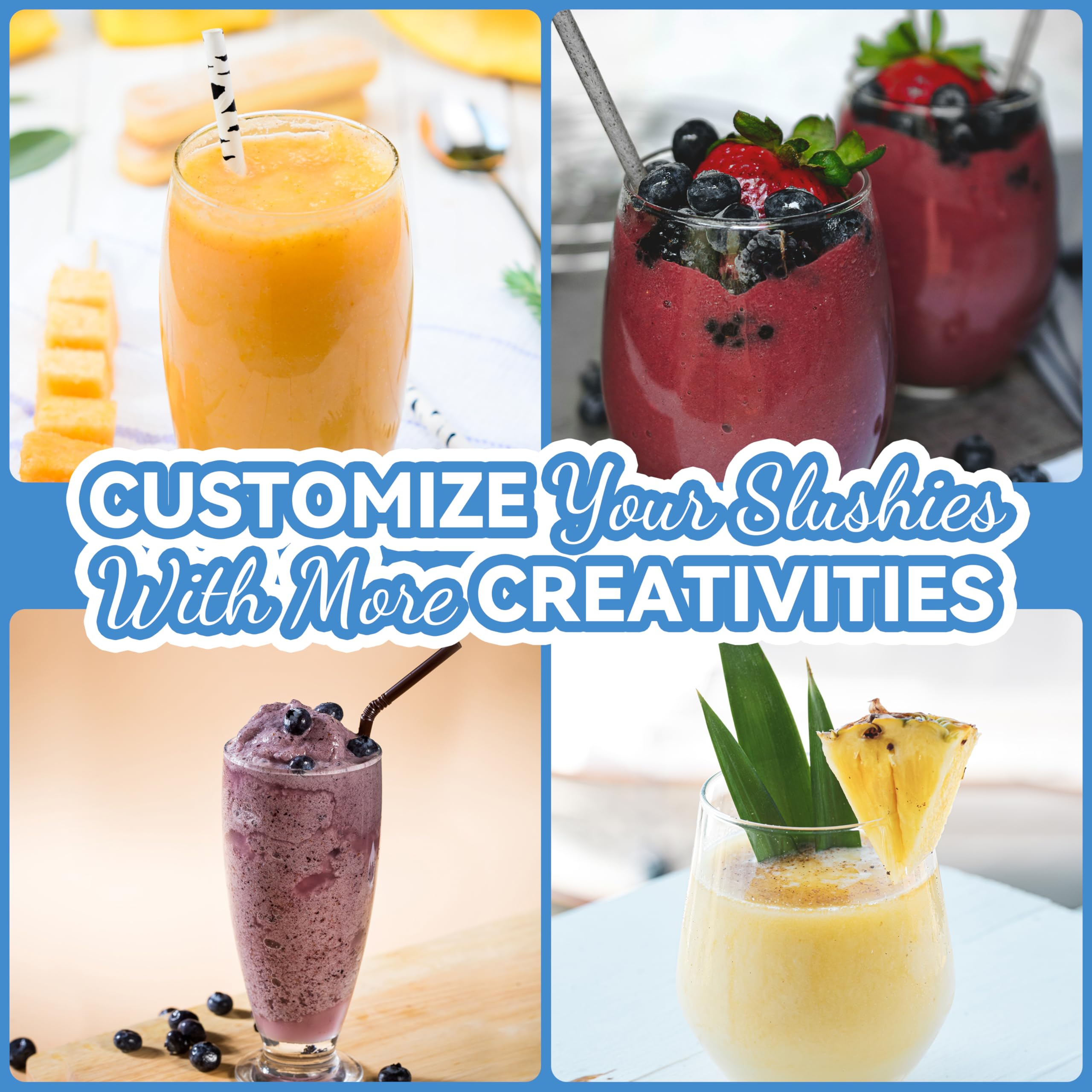 Best Slushie Machine for Home - 10 Cups & Spoon Straws Included | Countertop Frozen Drink Maker for Kitchen | Transform Any Sugary Drinks into Slushies | Perfect for Parties, Summer Treats & Kids' Snacks (Aqua)