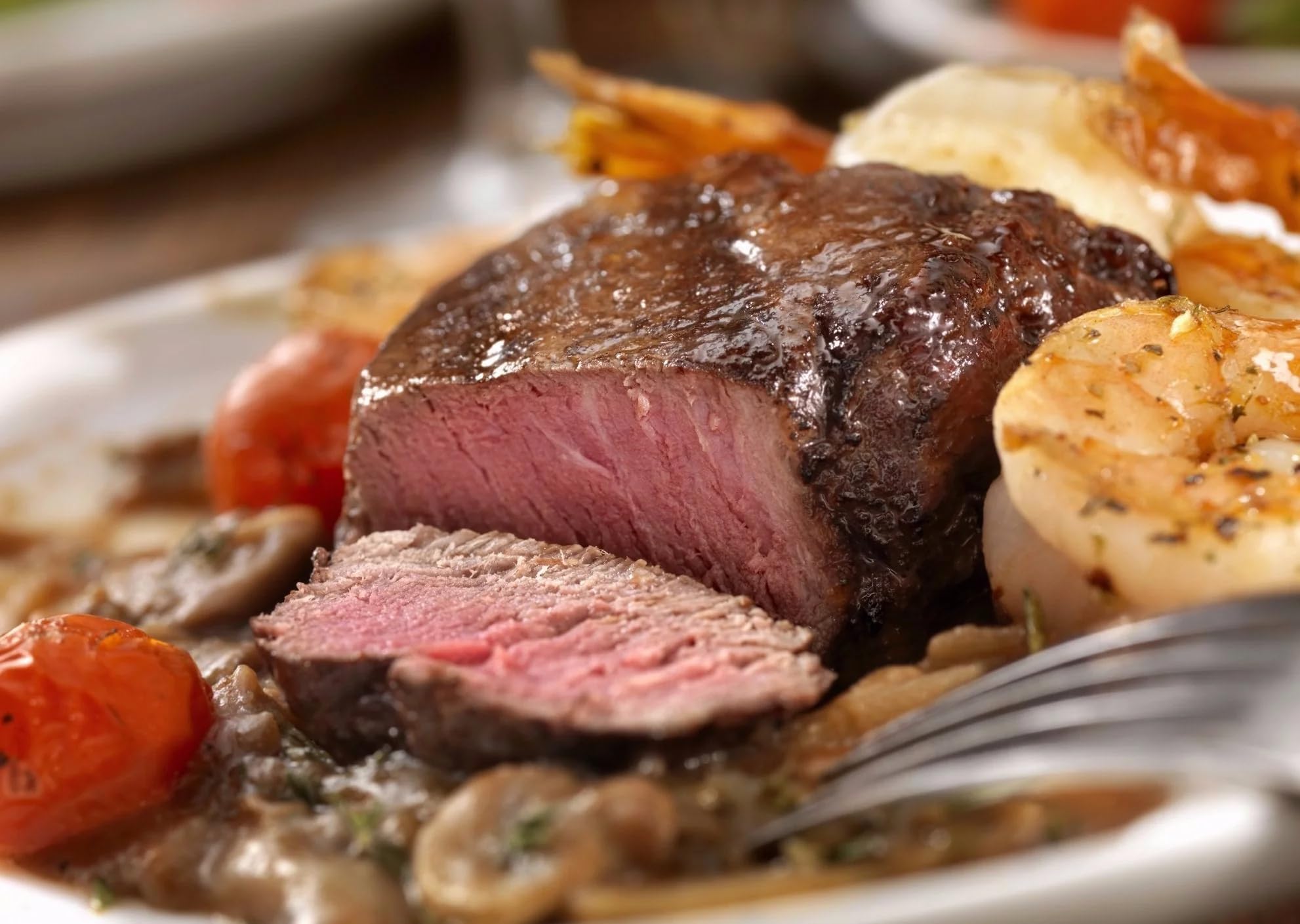 Premium USDA Choice Angus Beef Filet Mignon & Jumbo Shrimp Combo - 2 Pack 6oz Steaks & 1lb Frozen Seafood for Grilling, Dinner Parties & Gourmet Meals