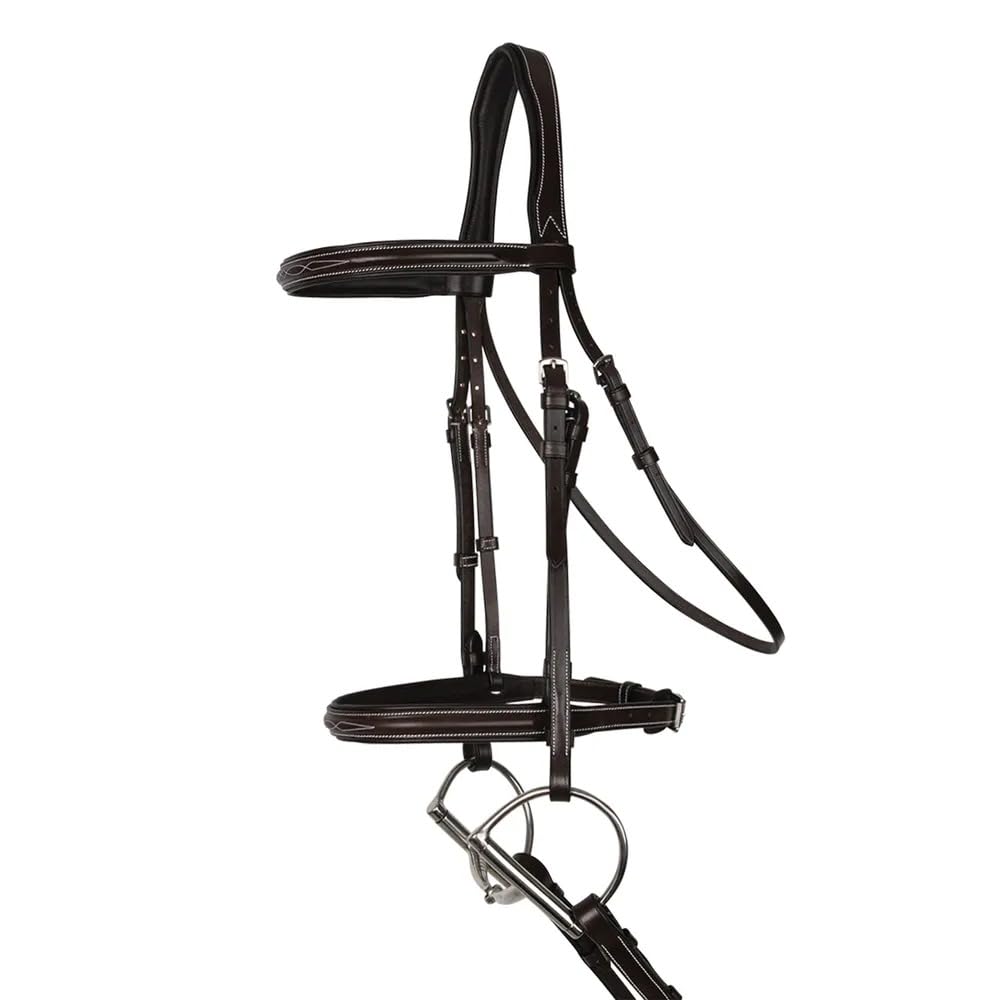 MEWATI Hunter Bridle Stafford Classic Full Bridle Leather Riding Crop - Vegetable Tanned Stainless Steel Havana Brown (Small/Pony) | English Equestrian Horse Riding Equipment for Dressage & Show Jumping