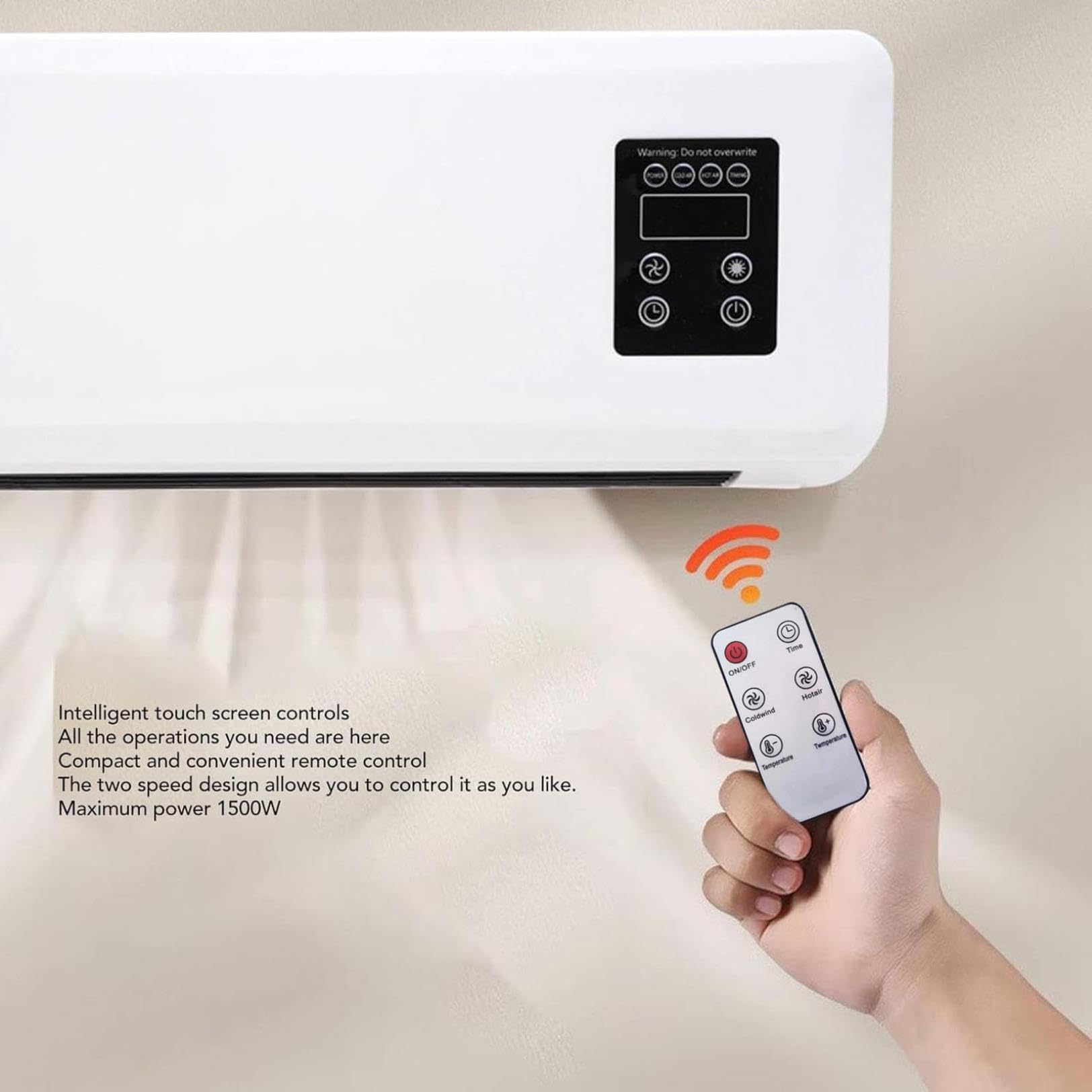 Wall Mounted Ductless Air Conditioner & Heater - 1500W Remote Control Indoor AC Unit with Timer for Bedroom, Living Room | Energy Efficient Cooling & Heating for Home Comfort