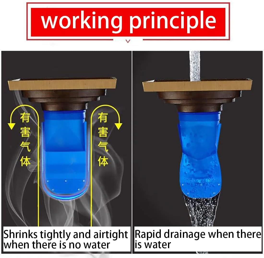 2-Piece High Potency Drain Backflow Preventer - One Way Check Valve with Adjustable Silicone Seal - Universal Sink Floor Drain Trap for Bathroom, Kitchen & Toilet Pipes (Blue) - Prevents Flooding & Odors in Homes & Commercial Spaces