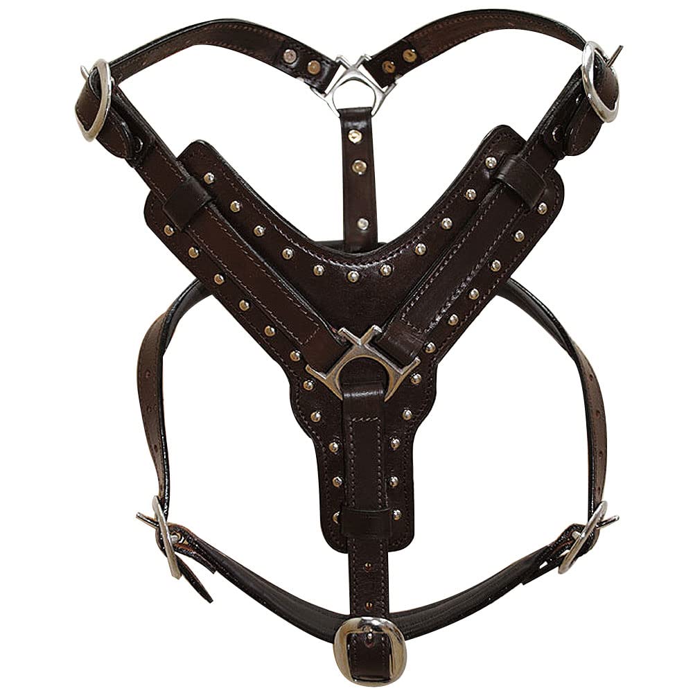 HILASON Genuine Leather Dog Harness & Leash Set - Brown Small | Adjustable & Durable for Small Dogs | Perfect for Walking, Training & Outdoor Adventures