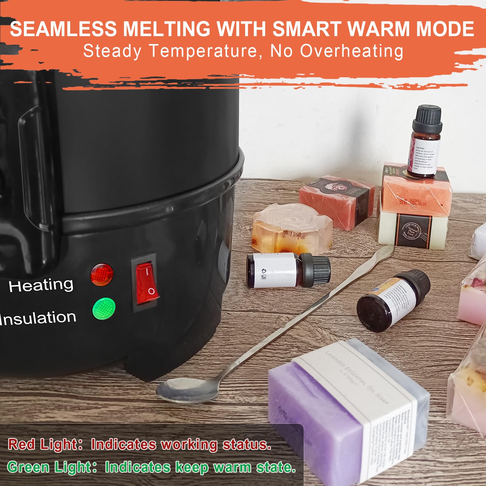 Leerie S4 Soap Base Melter - 4 Quart/8 Pound Capacity with Temperature Control & Brass Spout - Non-Stick Coating for DIY Soap Making Business - Perfect for Melt & Pour Soap Crafting, Small Business & Home Use