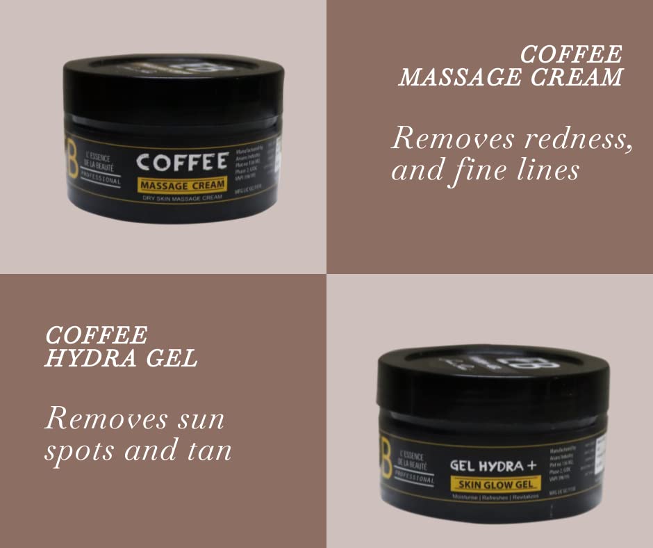 EB Coffee Facial Kit - 5 Step Skincare Set with Coffee Face Wash, Massage Cream, Face Pack, Scrub & Hydra Gel (200g Each) for Glowing Skin - Perfect for Spa Day, At-Home Facial & Self-Care Routine