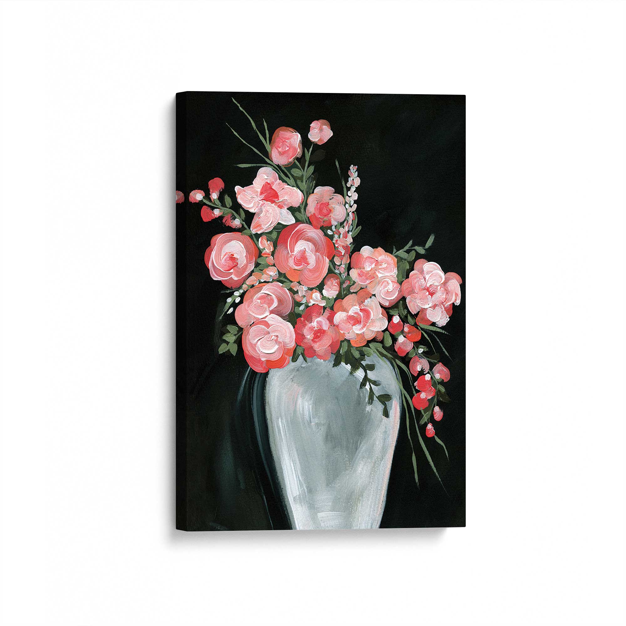 Delicate Coral Blossoms II Canvas Wall Art Print - Tropical Floral Home Decor for Living Room, Bedroom & Office