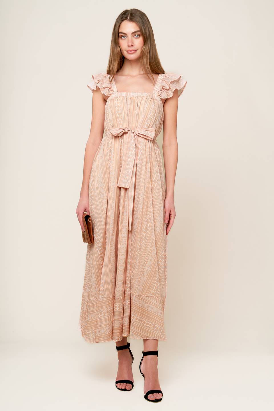 Frolic Through Fields Woven Midi Dress - Floral Boho Summer Dress for Women, Perfect for Beach Vacations & Outdoor Weddings