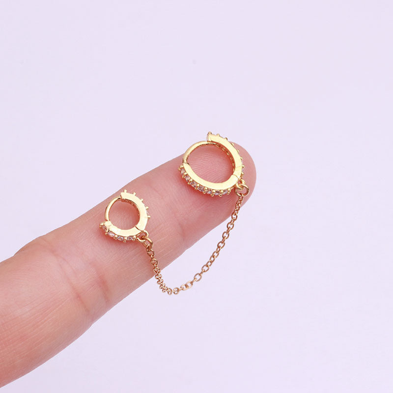 18K Gold Cartilage Huggie Hoop Earrings for Upper Lobe - Two Hole Piercing Jewelry | HSPJ274 | Perfect for Everyday Wear, Date Night & Special Occasions
