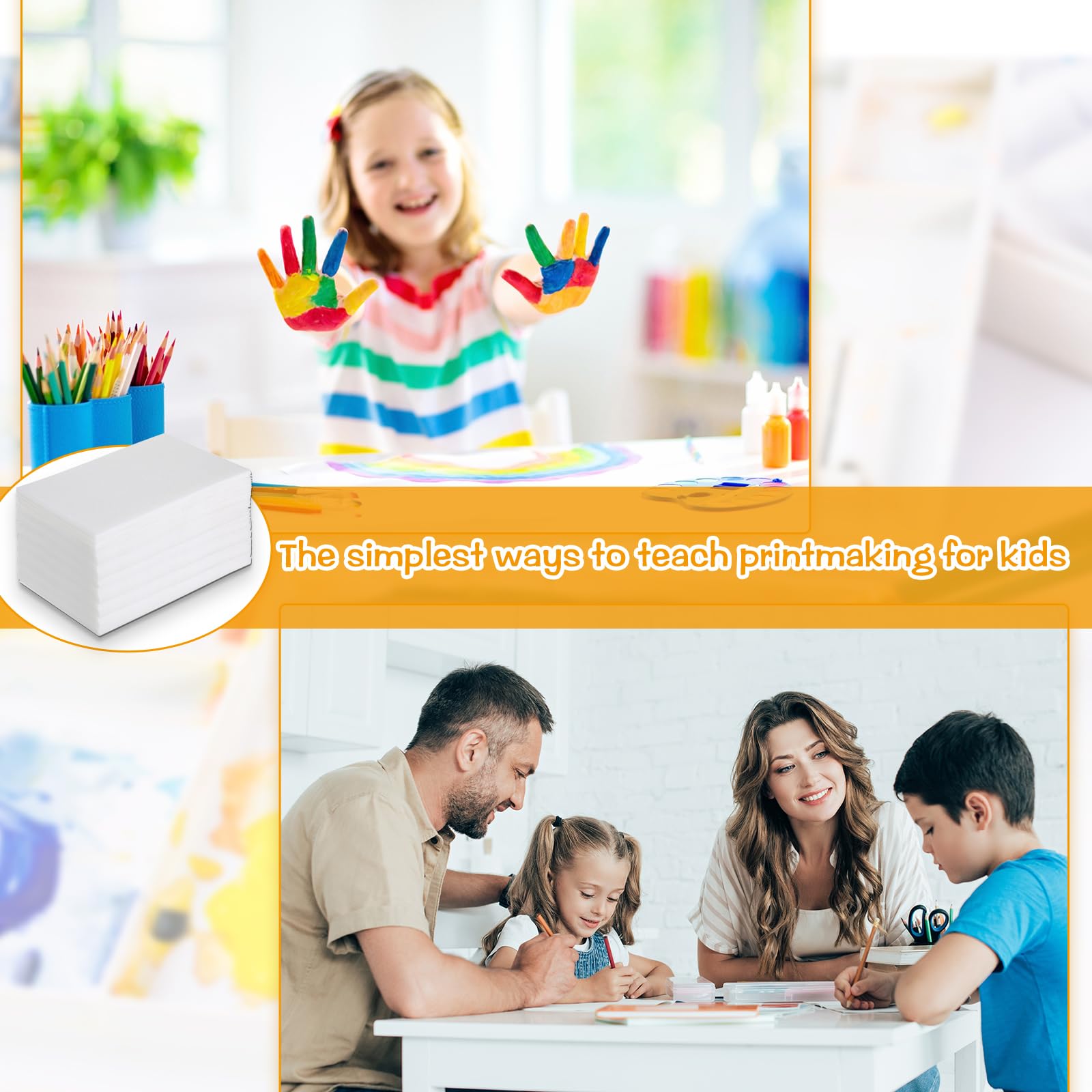 Cholemy 120 Pcs 4x6 Inch White Foam Sheets for Card Making, Scrapbooking & DIY Crafts - 1/20 Inch Thick Printing Plates for Stamping, Classroom Projects & Art Supplies (Perfect for Home, School & Office Use)