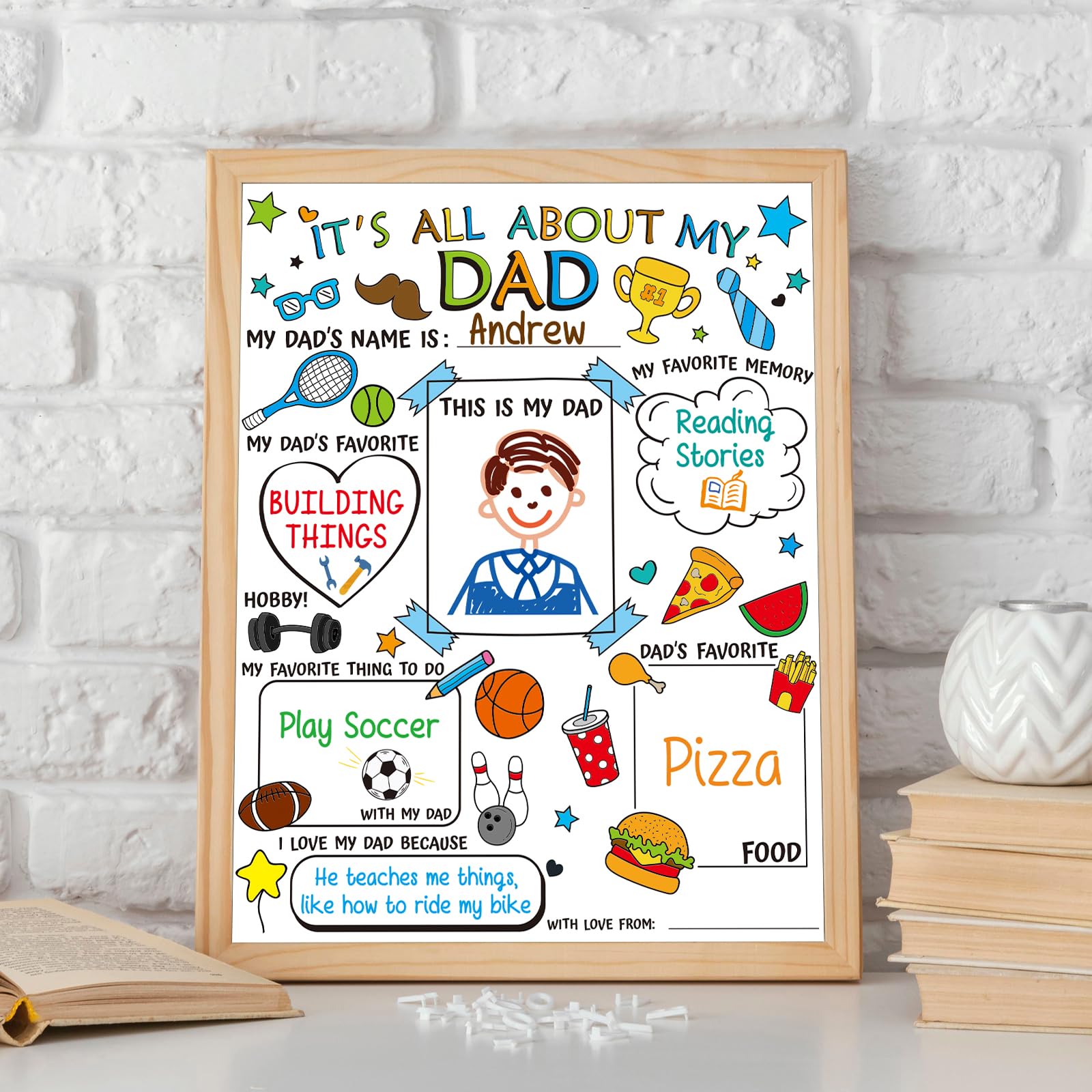 24 Pcs DIY Father's Day Coloring Posters - Kids Craft Gifts for Preschool & Elementary Students - Perfect for School & Home Activities