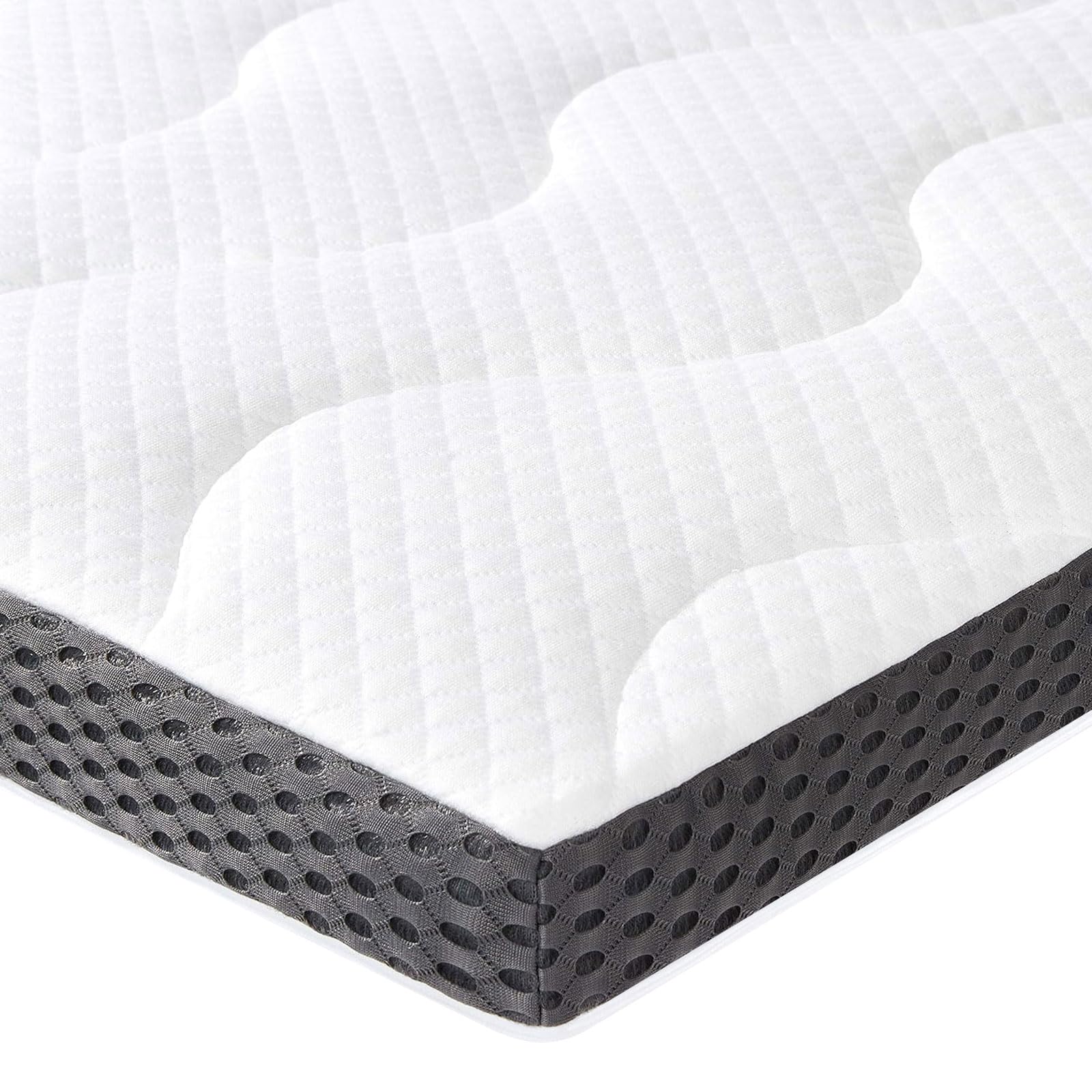 Amazon Basics Cooling Gel Memory Foam Mattress Topper - 7cm Thick, 80x190cm, White - Queen Size Bed Topper for Pressure Relief & Temperature Regulation, Perfect for Hot Sleepers & Back Pain Relief