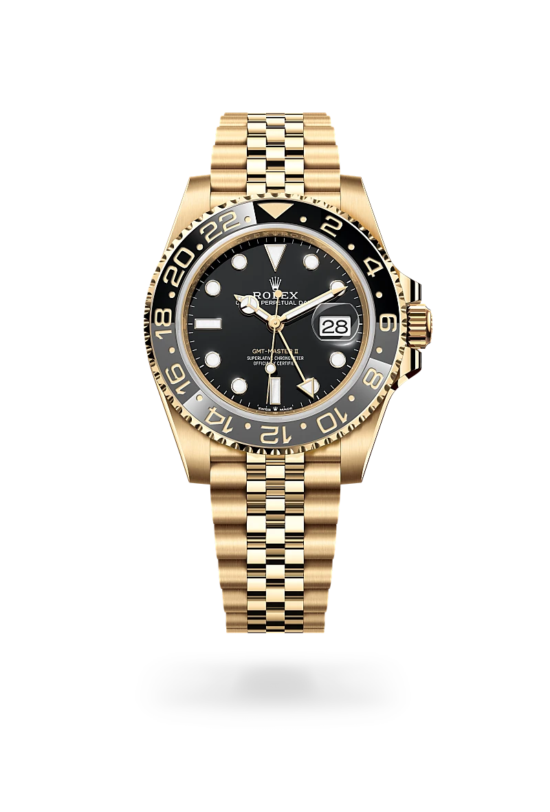 Rolex GMT Master II 18K Yellow Gold Watch M126718GRNR 0001 - Luxury Men's Timepiece for Travel & Business | Richter & Phillips Jewelers