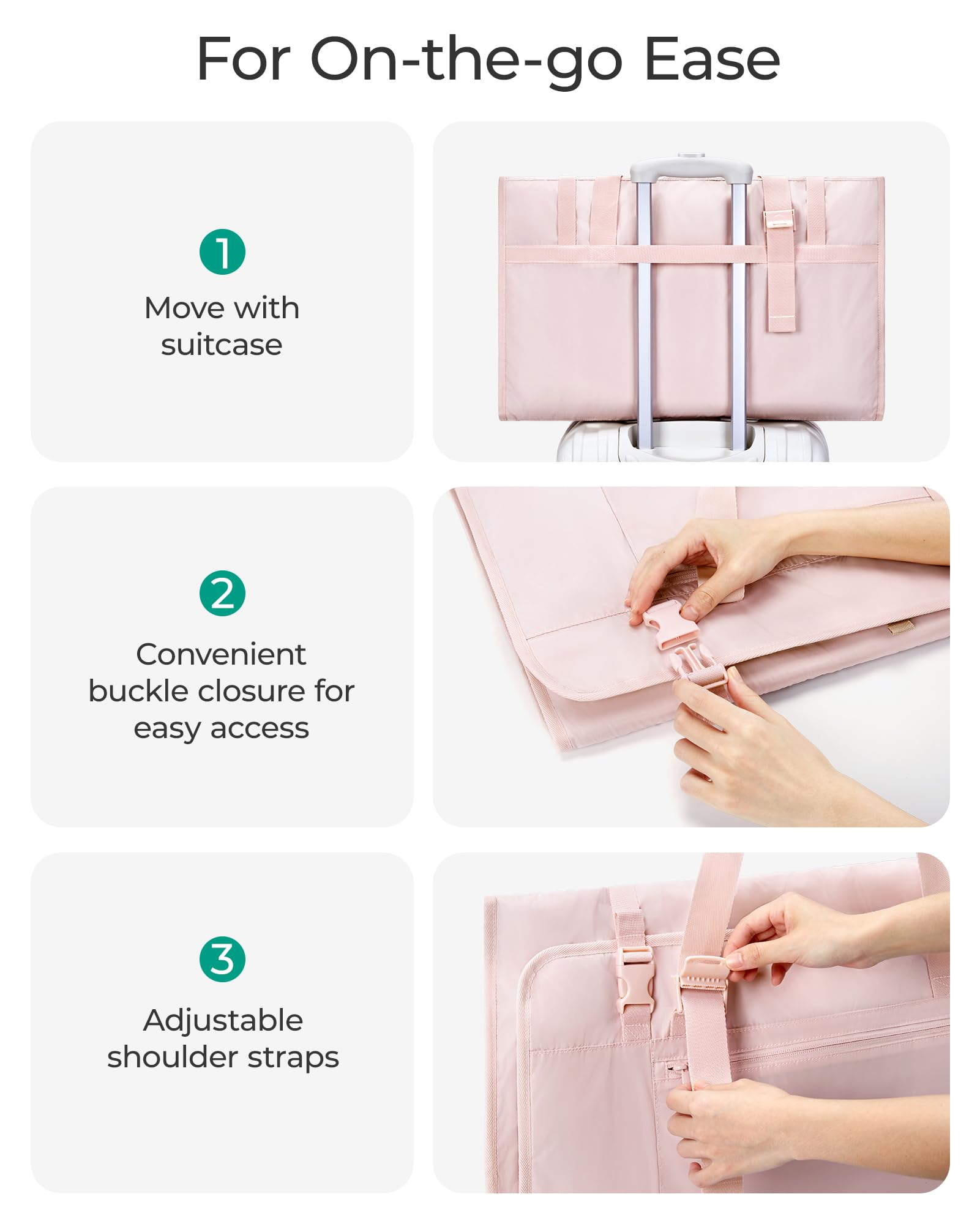 BAGSMART Convertible Fluffy Travel Garment Bag for Women & Men - Foldable Weekender Carry-On Suit Carrier for Hanging Clothes, Dresses, Coats & Shirts | Perfect for Business Trips, Weddings & Vacation Packing