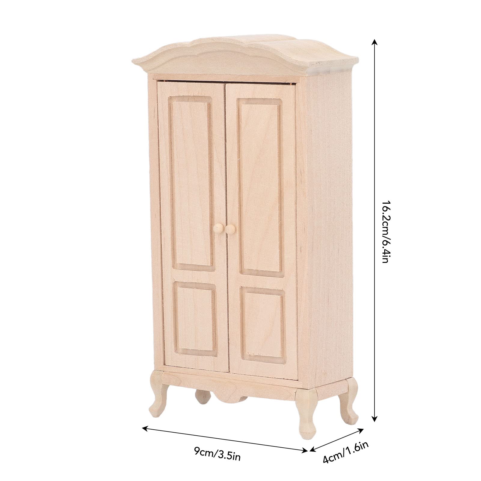 1/12 Scale Miniature Wooden Wardrobe - Double Door Dollhouse Closet for Cabinet, Mini House Furniture & Doll Accessories | Perfect for DIY Dollhouse Decor, Miniature Room Displays & Collectors