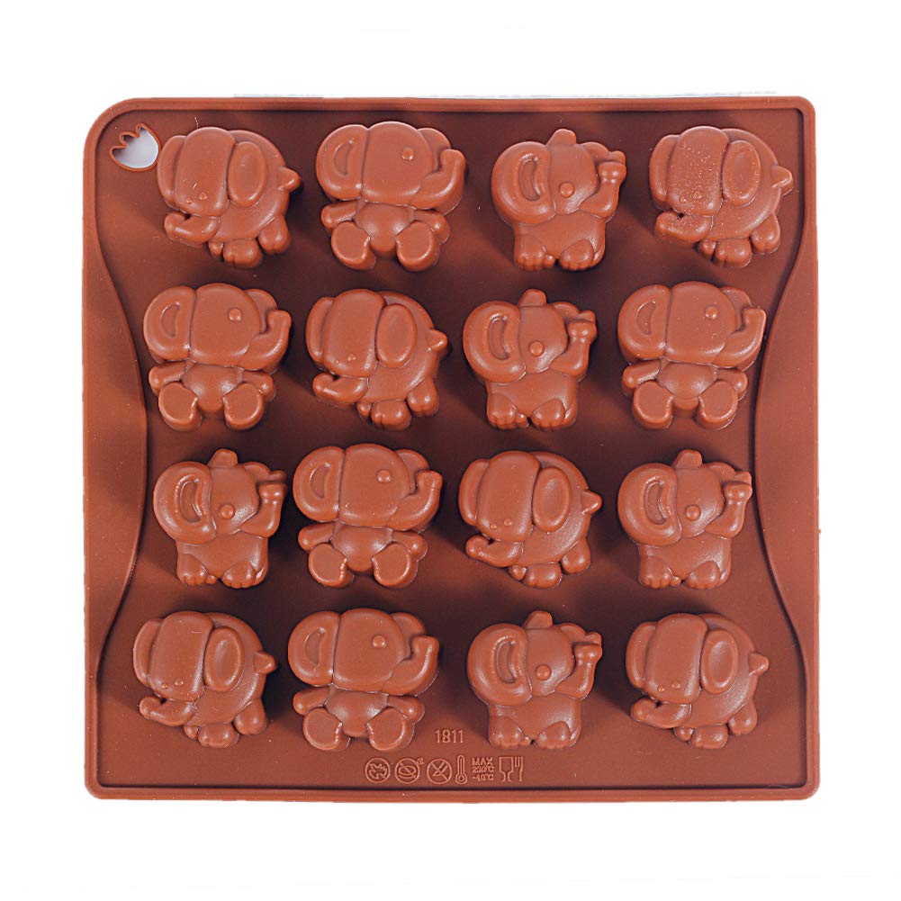 Yunko 16 Cavity Elephant Silicone Chocolate Mold - Reusable Ice Cube Tray for Baking, Candy Making & DIY Crafts - Perfect for Birthday Parties, Baby Showers & Holiday Treats