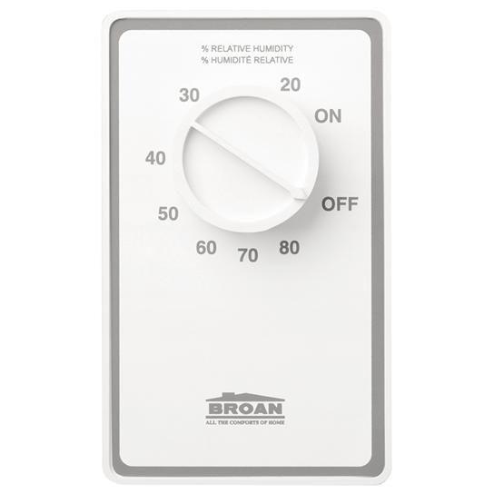 Broan DH100W 24V/120V Dehumidistat Bathroom Ventilation Fan Control - Perfect for Bathrooms, Laundry Rooms & Moisture-Prone Areas
