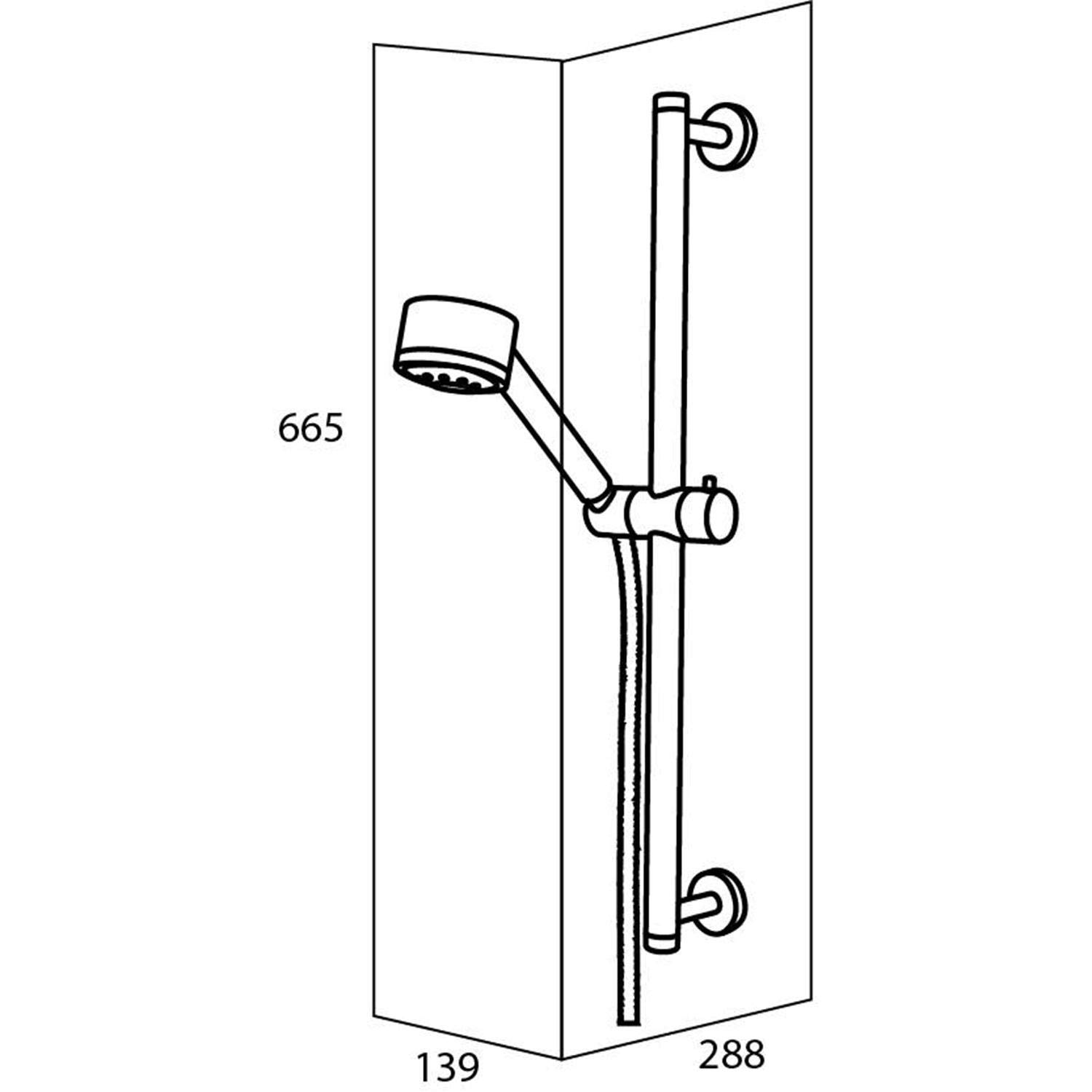 Premium Boston Shower Set with Massage Function - Brushed Stainless Steel - 13.9