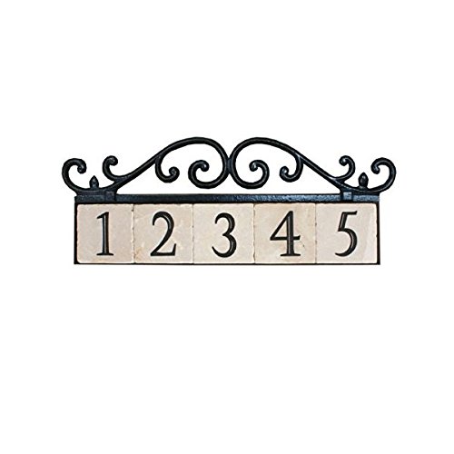 Vintage Cast Iron House Number Sign - 5-Digit Outdoor Address Plaque (2