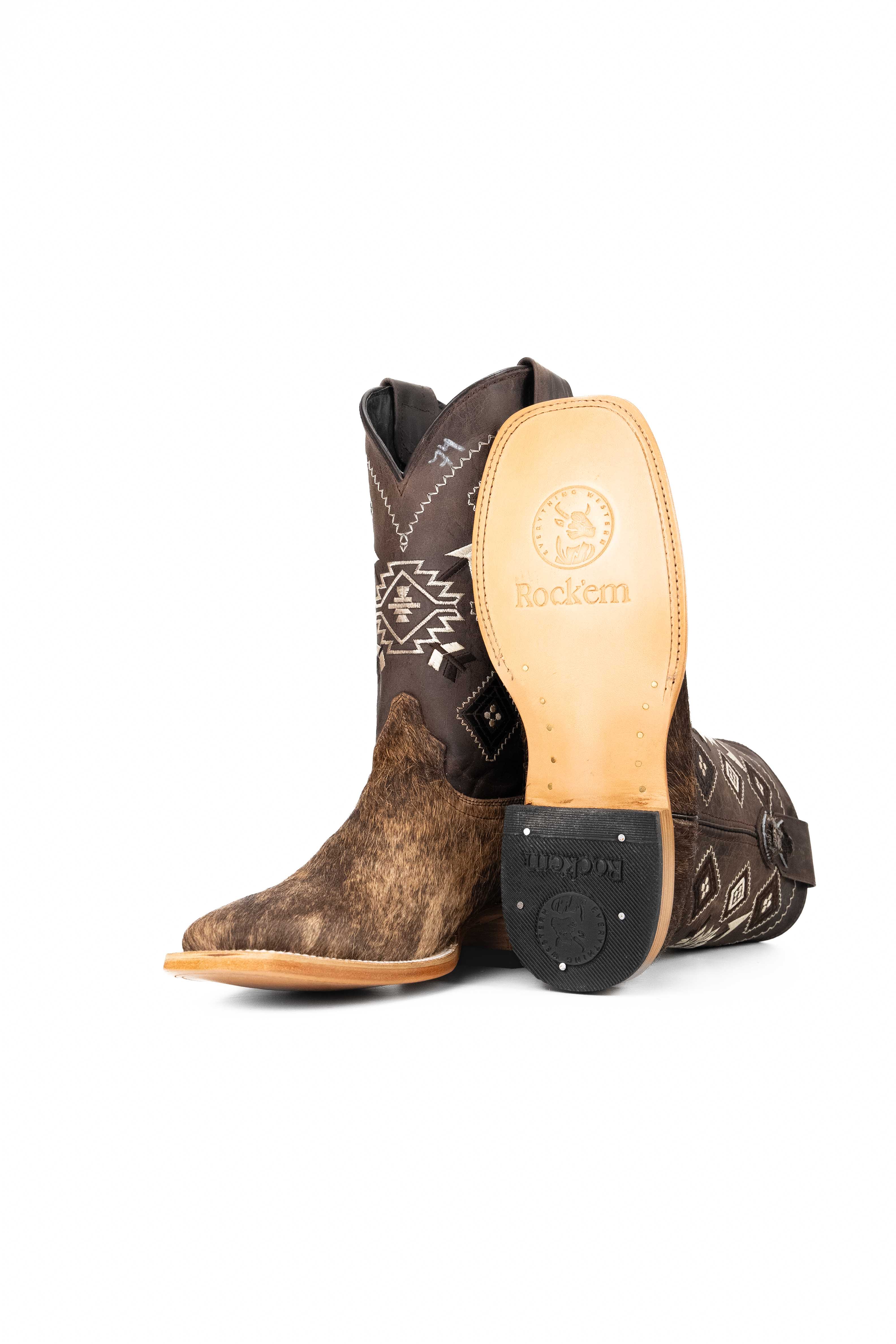 Authentic Men's Cowhide Square Toe Cowboy Boots - Size 8 (US) - Premium Quality Western Boots for Rodeo, Country Dancing & Outdoor Adventures