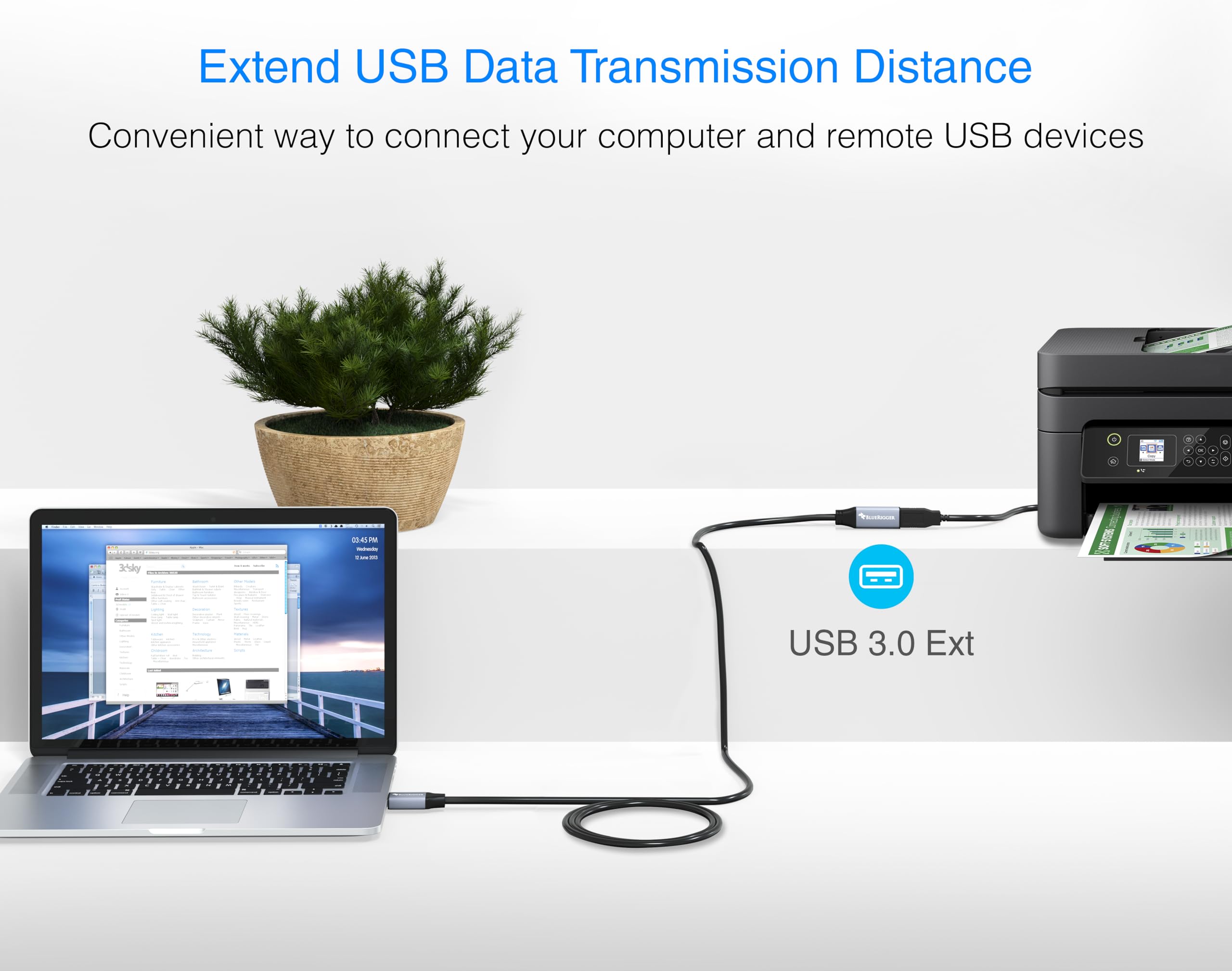 BlueRigger USB 3.0 Extension Cable 6FT - High Speed 5Gbps USB A Male to Female Adapter Cord - Long USB Extender for VR Headset, Printer, Hard Drive, Flash Drive, Keyboard, Mouse, Xbox - Perfect for Gaming, Office & Home Entertainment Setup