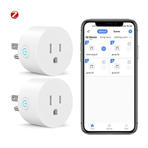 Zigbee WiFi Smart Plug Mini Outlet - 2 Pack, Works with Alexa & Google Assistant for Voice Control - Compatible with Amazon Echo, Google Home & SmartThings - Energy Monitoring & Timer Function - Perfect for Home Automation, Smart Lights & Small Appliances