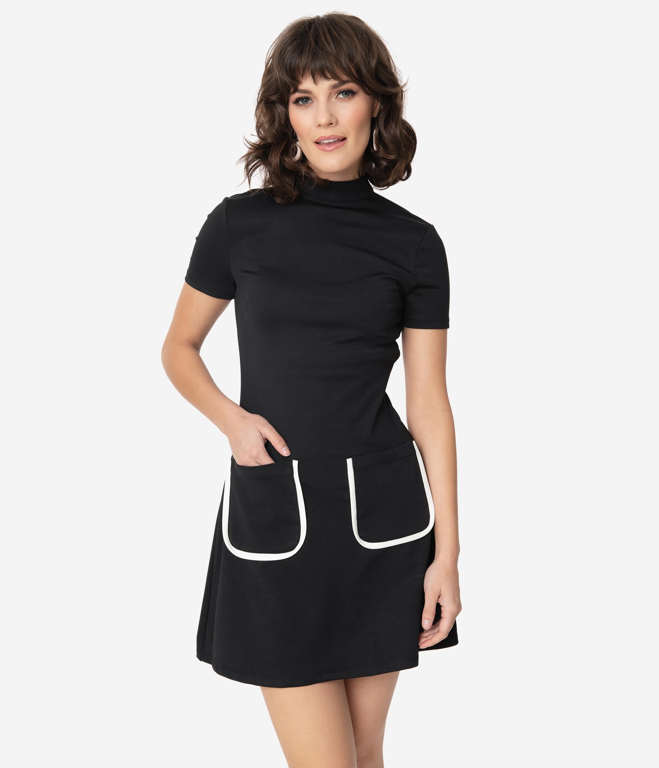 Smak Parlour Black Mock Turtleneck Wave Maker Mini Dress - Women's Chic Bodycon Party Dress for Night Out, Date Night & Special Occasions