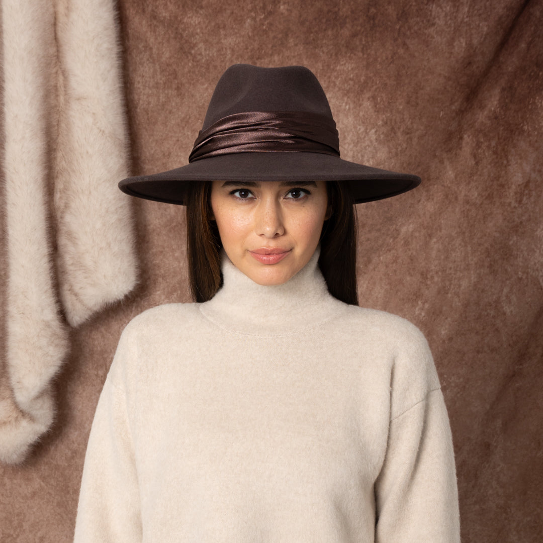 Stylish Emmanuelle Wool Felt Fedora Hat for Women - Classic Wide Brim Winter Fashion Hat - Perfect for Outdoor Activities, Travel & Casual Wear