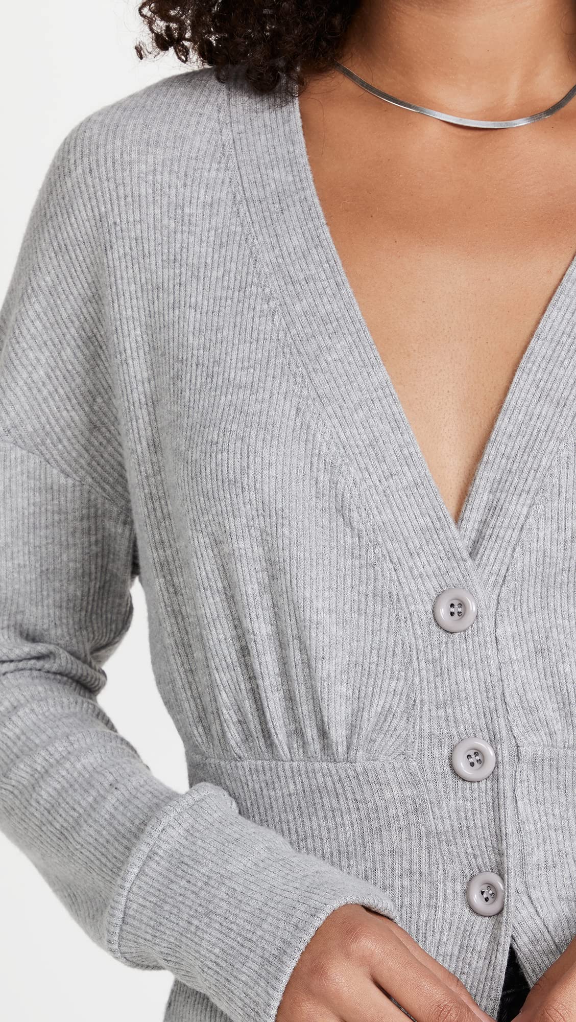 LNA Women's Brushed Rib Cardigan - Soft Long Sleeve Open Front Sweater for Fall & Winter, Heather Grey, Large | Perfect for Office Wear, Casual Outfits and Layering in Cool Weather