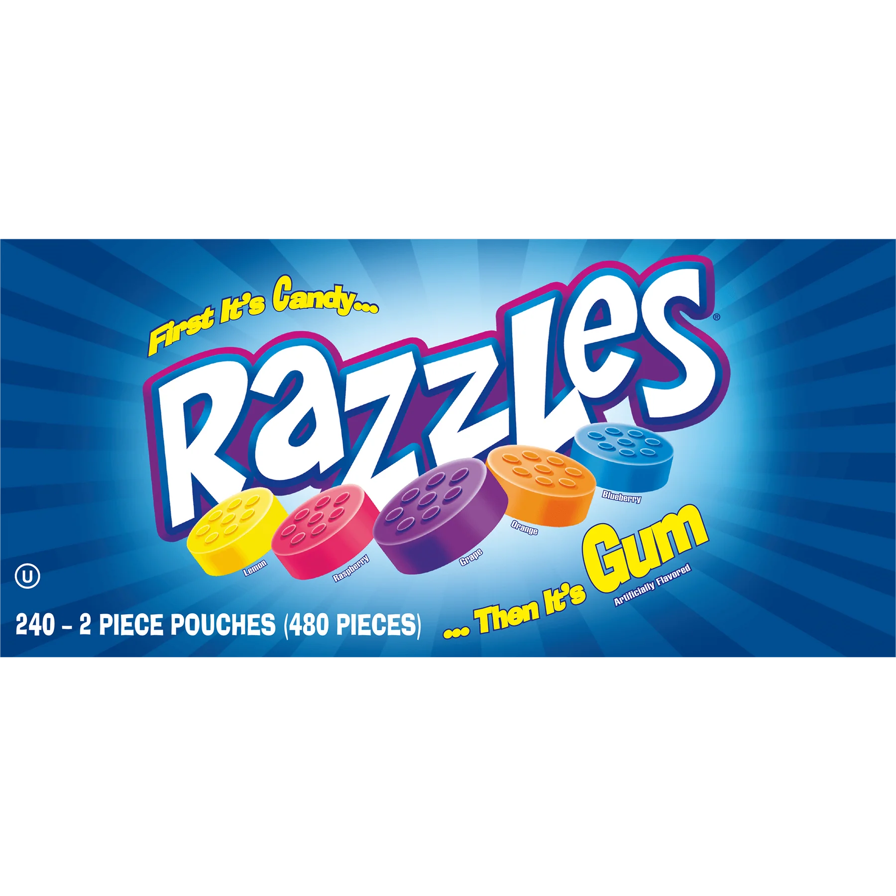 Razzles® Fun Size Candy - 2 Piece Packs (23.73 LB/3,000 Count) - Bulk Candy for Parties, Halloween, Easter & Office Treats